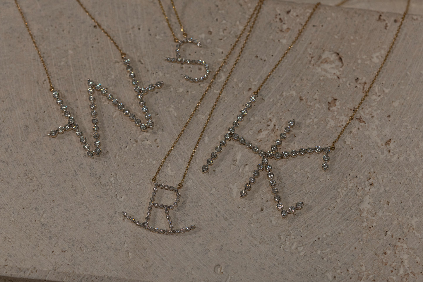 Single Shared Prong Custom 14k Gold and Lab Grown Diamond Cattle Brand Necklace (DESIGN DEPOSIT ONLY)
