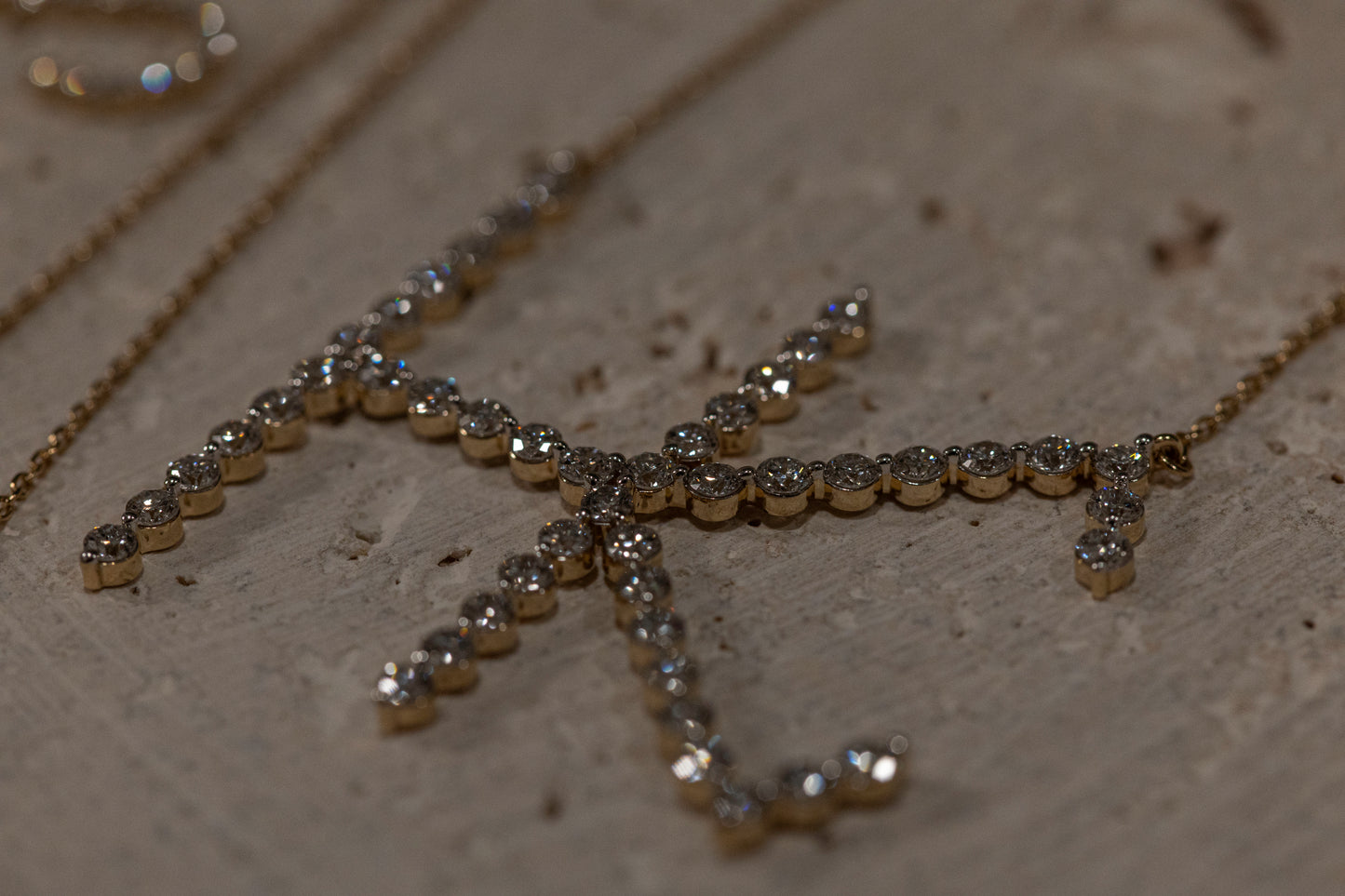 Single Shared Prong Custom 14k Gold and Lab Grown Diamond Cattle Brand Necklace (DESIGN DEPOSIT ONLY)