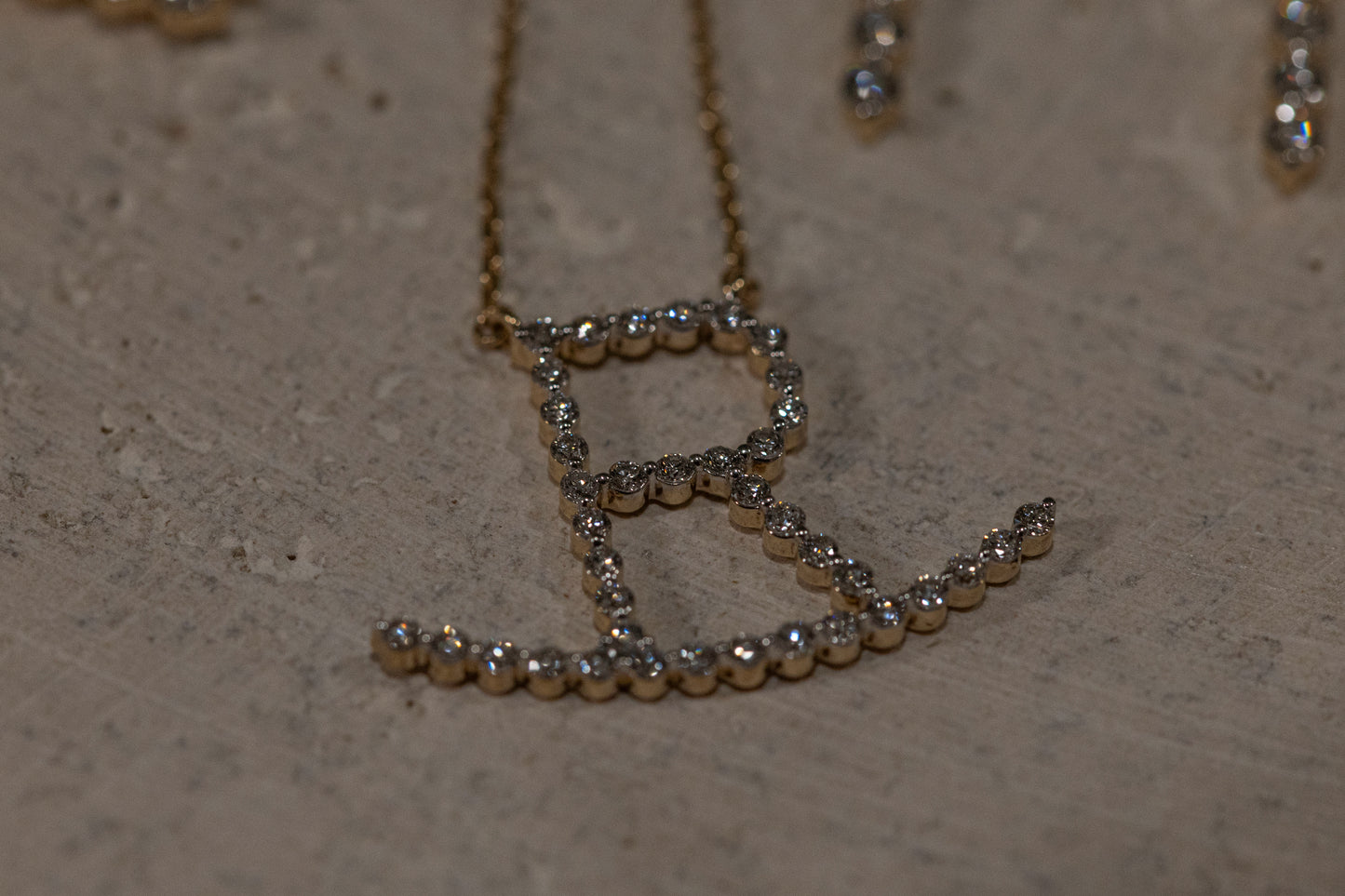 Single Shared Prong Custom 14k Gold and Lab Grown Diamond Cattle Brand Necklace (DESIGN DEPOSIT ONLY)