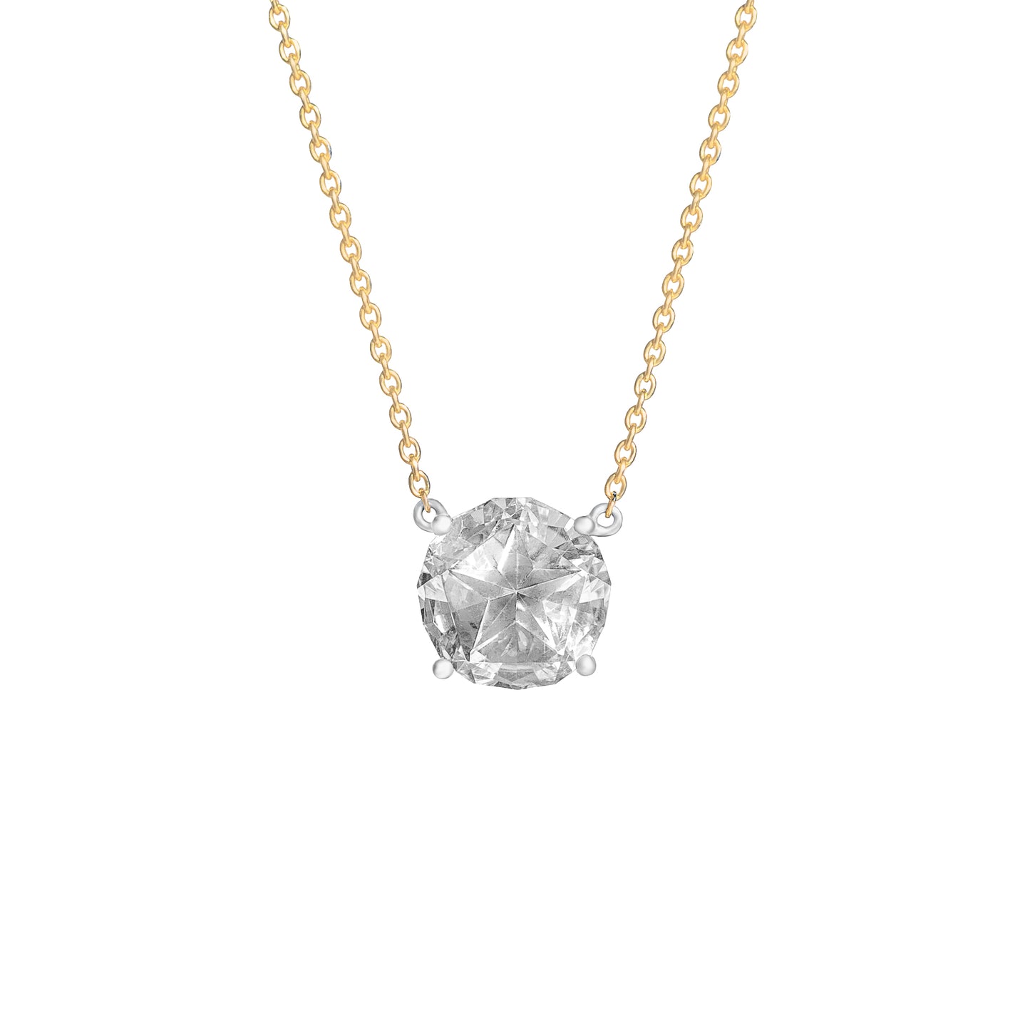 2.85 CT. Lonestar Cut Round Texas Topaz Floating Solitaire Necklace in 14K Yellow Gold