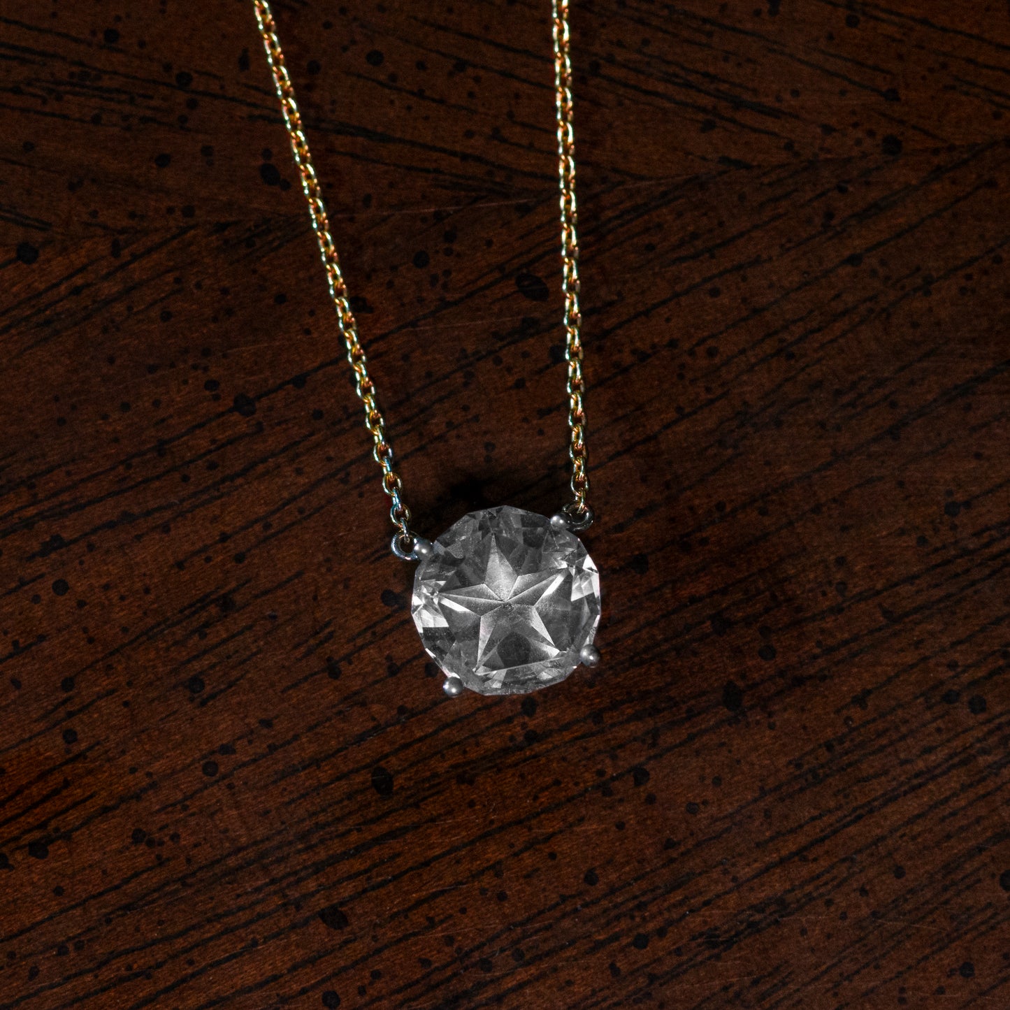 2.85 CT. Lonestar Cut Round Texas Topaz Floating Solitaire Necklace in 14K Yellow Gold