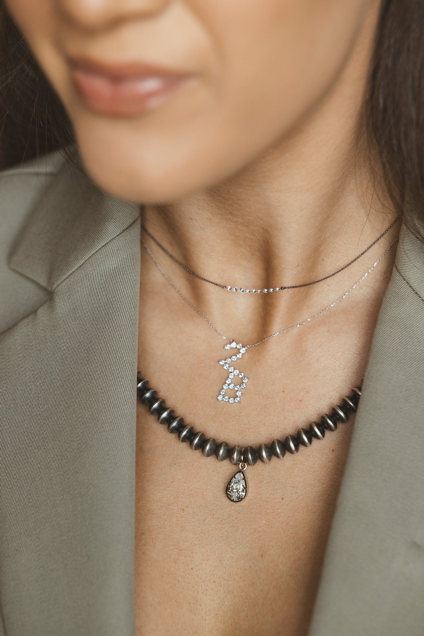 Single Shared Prong Custom 14k Gold and Lab Grown Diamond Cattle Brand Necklace (DESIGN DEPOSIT ONLY)