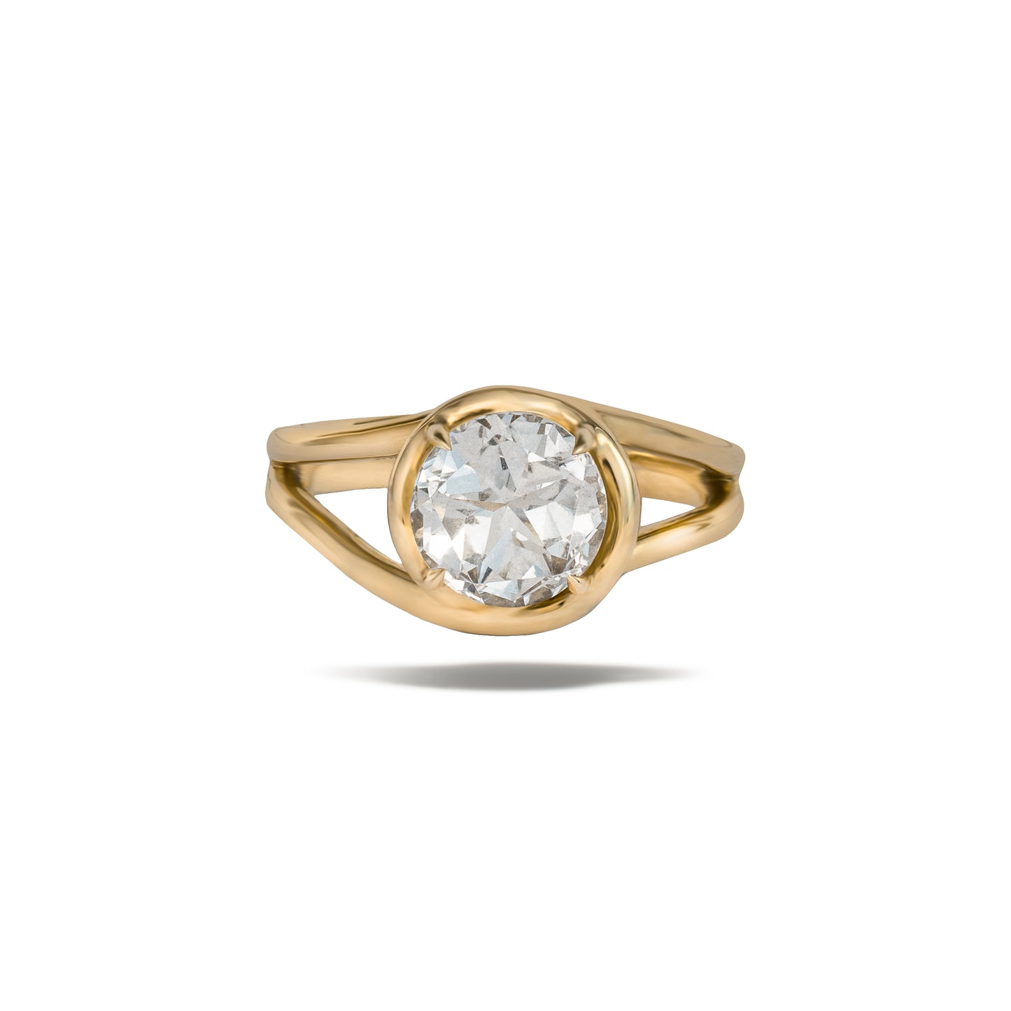 3 CT. 9mm Round Blue Lonestar Cut Texas Topaz Ring in 14K Yellow Gold