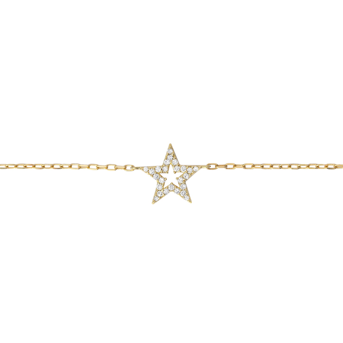 Diamond Accent Dainty Star Bracelet in 18K Yellow Gold