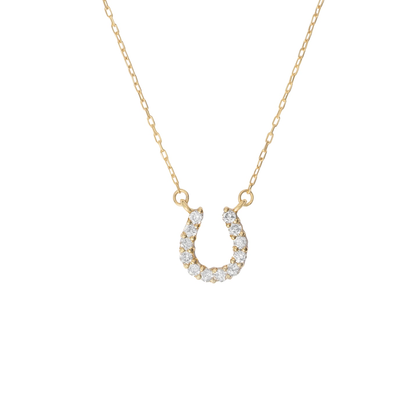 1/10 CT. T.W. Dainty Diamond Horseshoe Necklace in 18K Gold