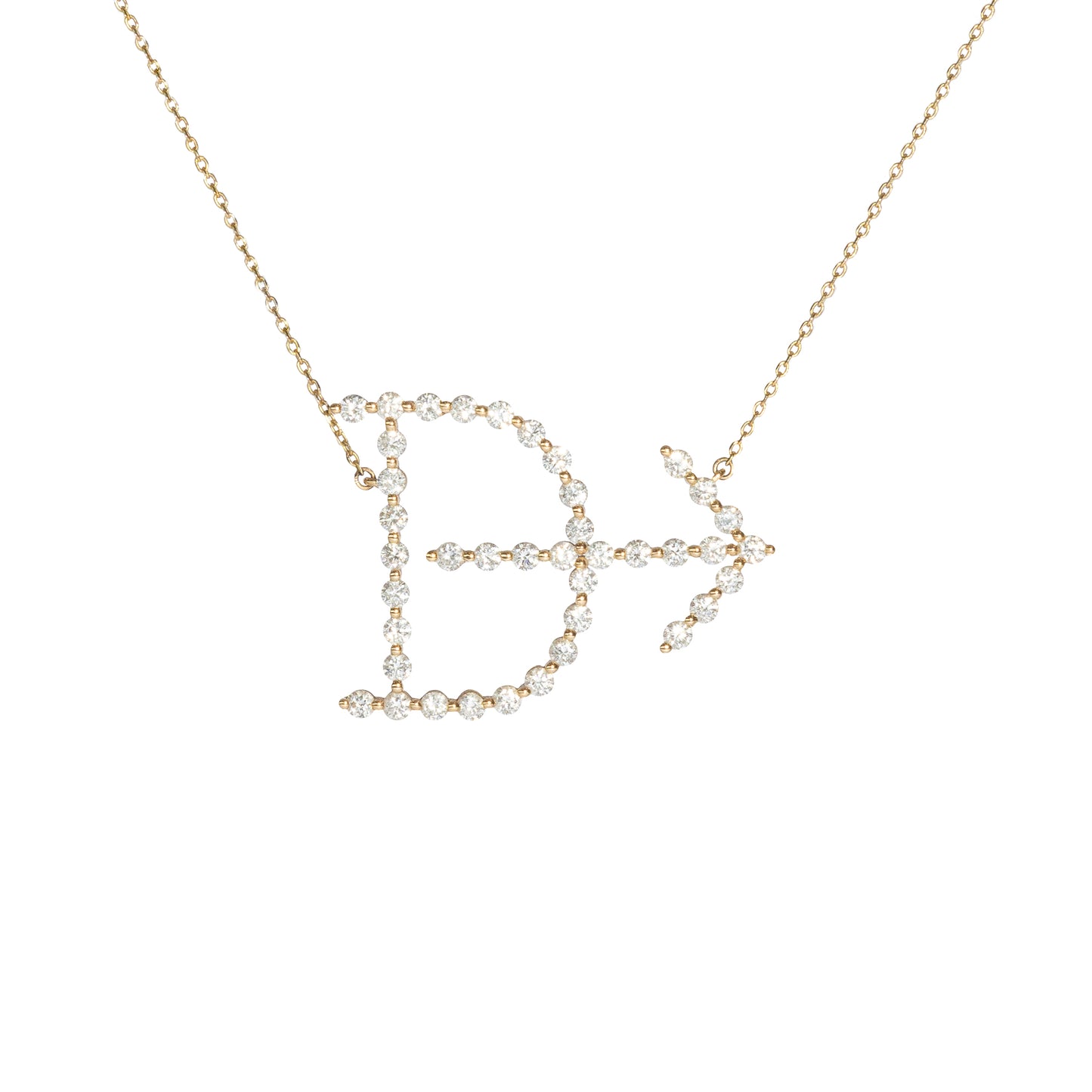 Single Shared Prong Custom 14k Gold and Lab Grown Diamond Cattle Brand Necklace (DESIGN DEPOSIT ONLY)