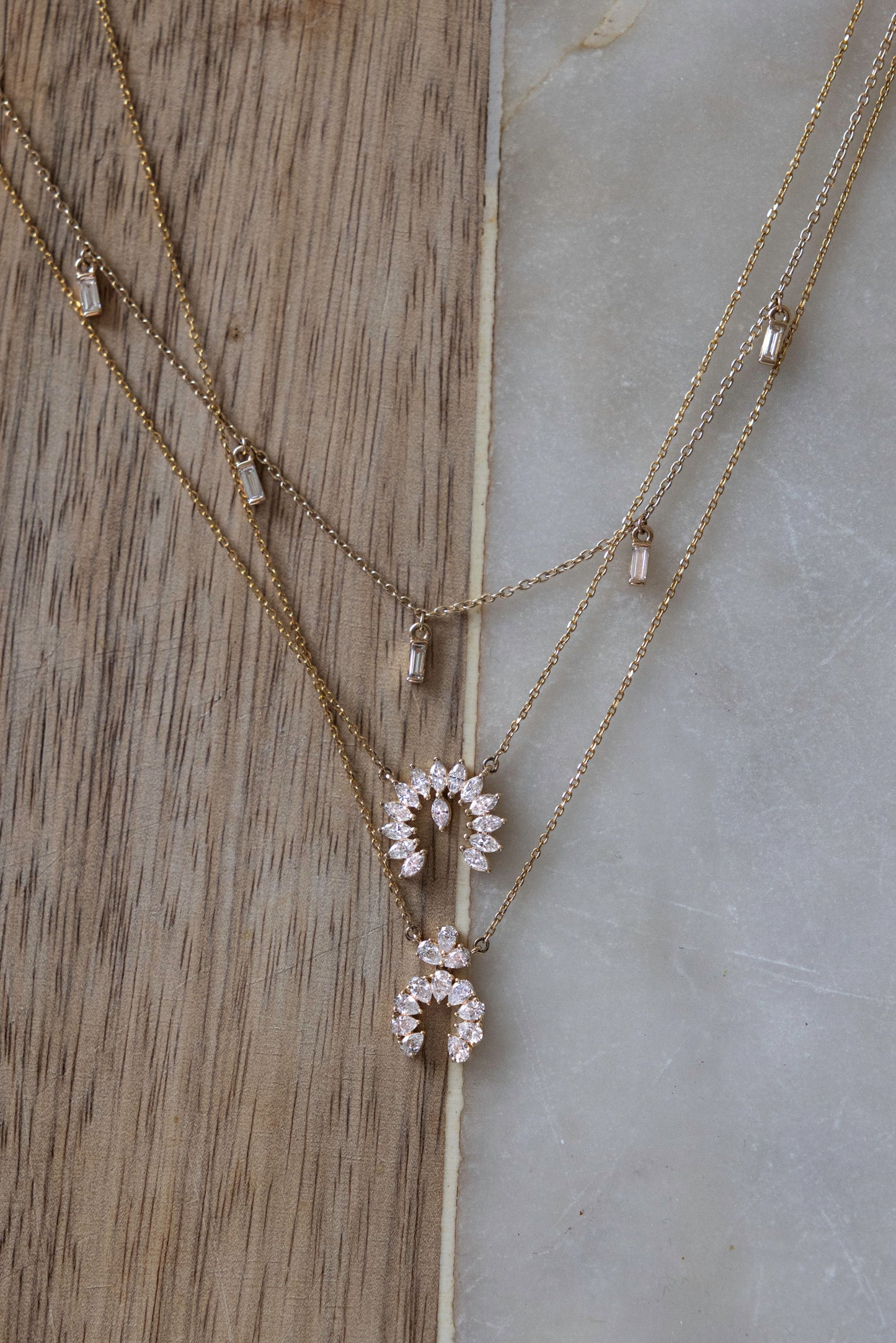 0.56 CT. TW. Lab Grown Marquis Shaped Diamond Naja Necklace in 14K Gold