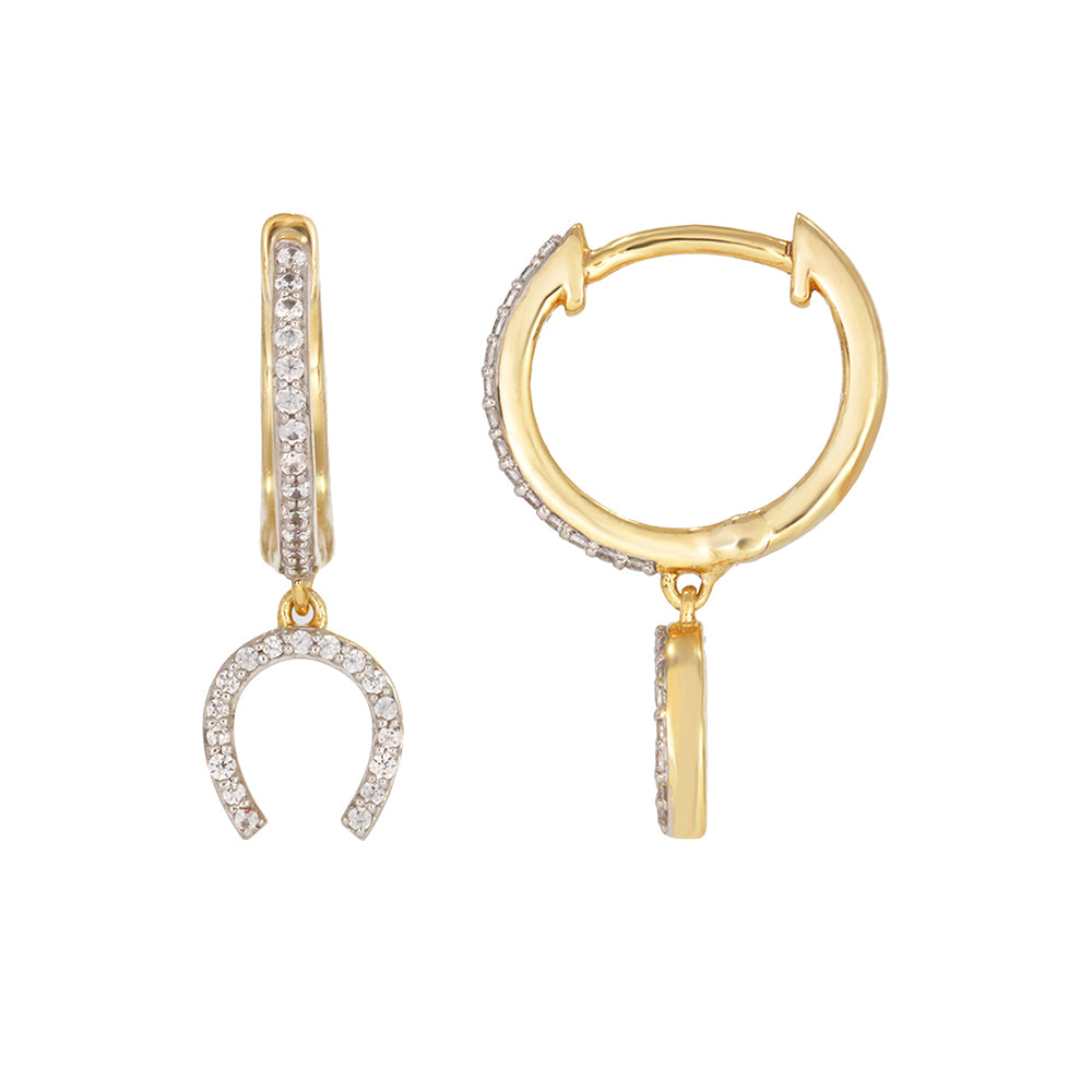 Main Image - Diamond Dangle Horseshoe Hoop Earrings