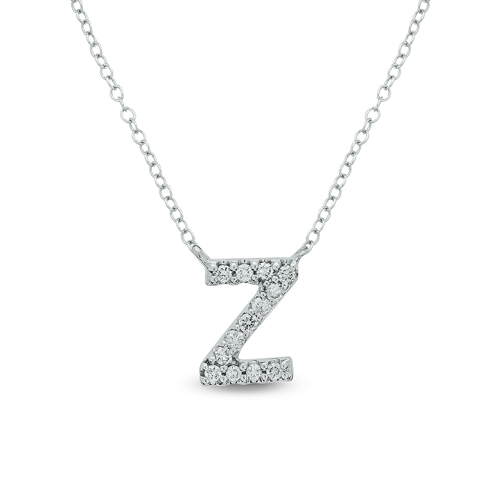 Letter Z White Gold Diamond Accent Initial Necklace 14k