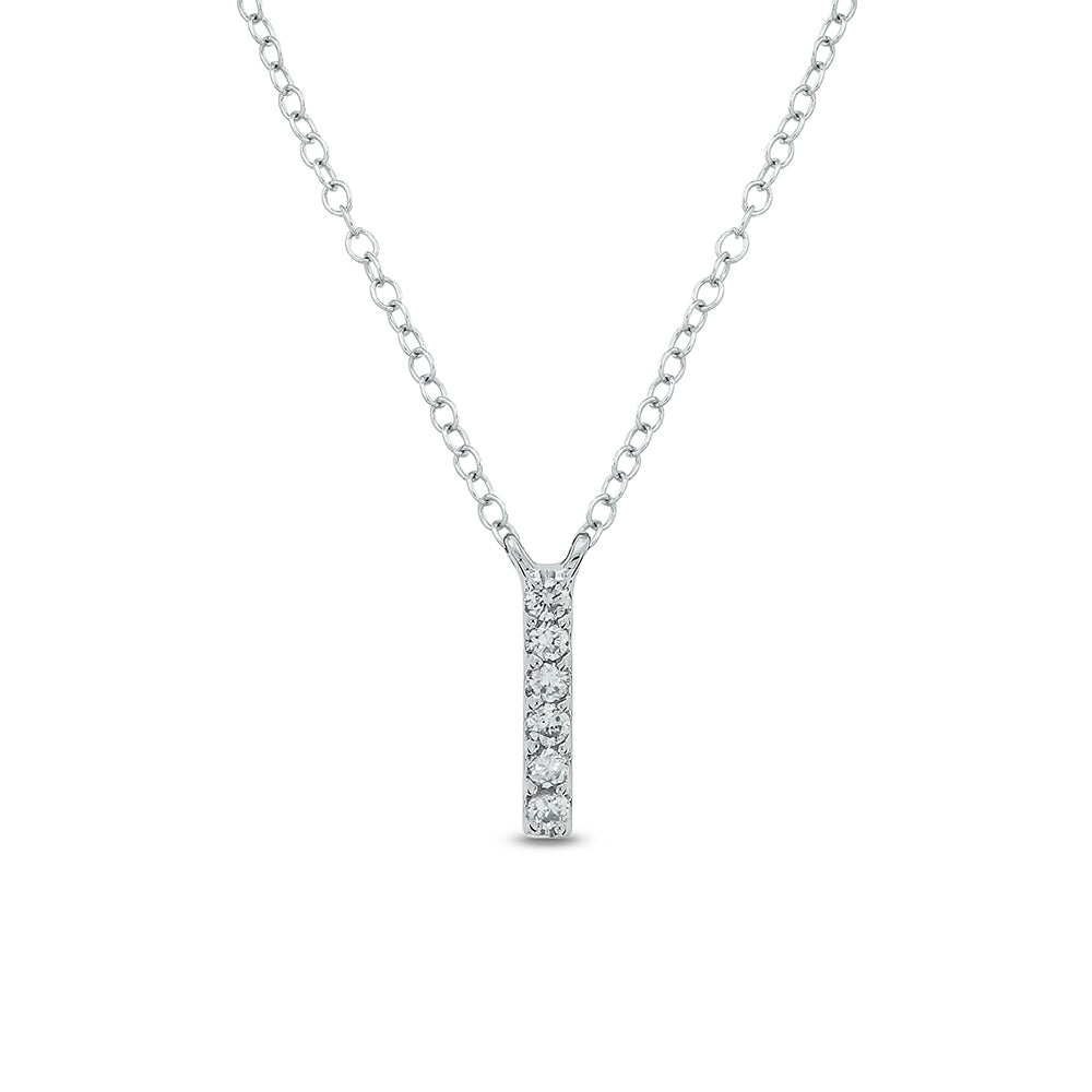 Letter I White Gold Diamond Accent Initial Necklace 14k