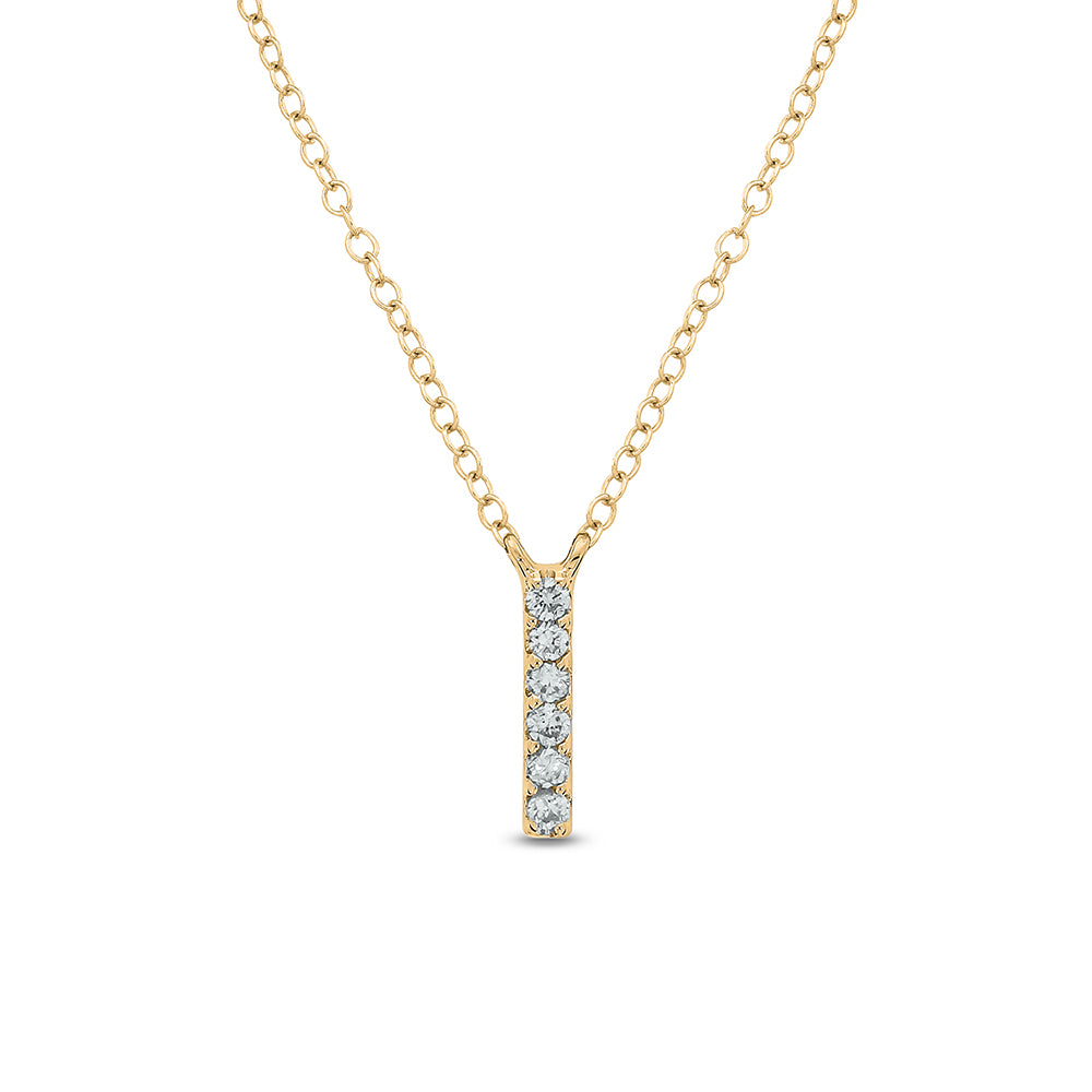 Letter I Yellow Gold Diamond Accent Initial Necklace 14k