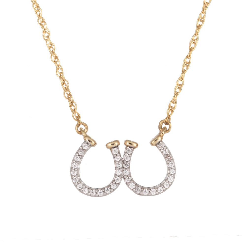 Main Image - Diamond Gold Two Horseshoe Necklace