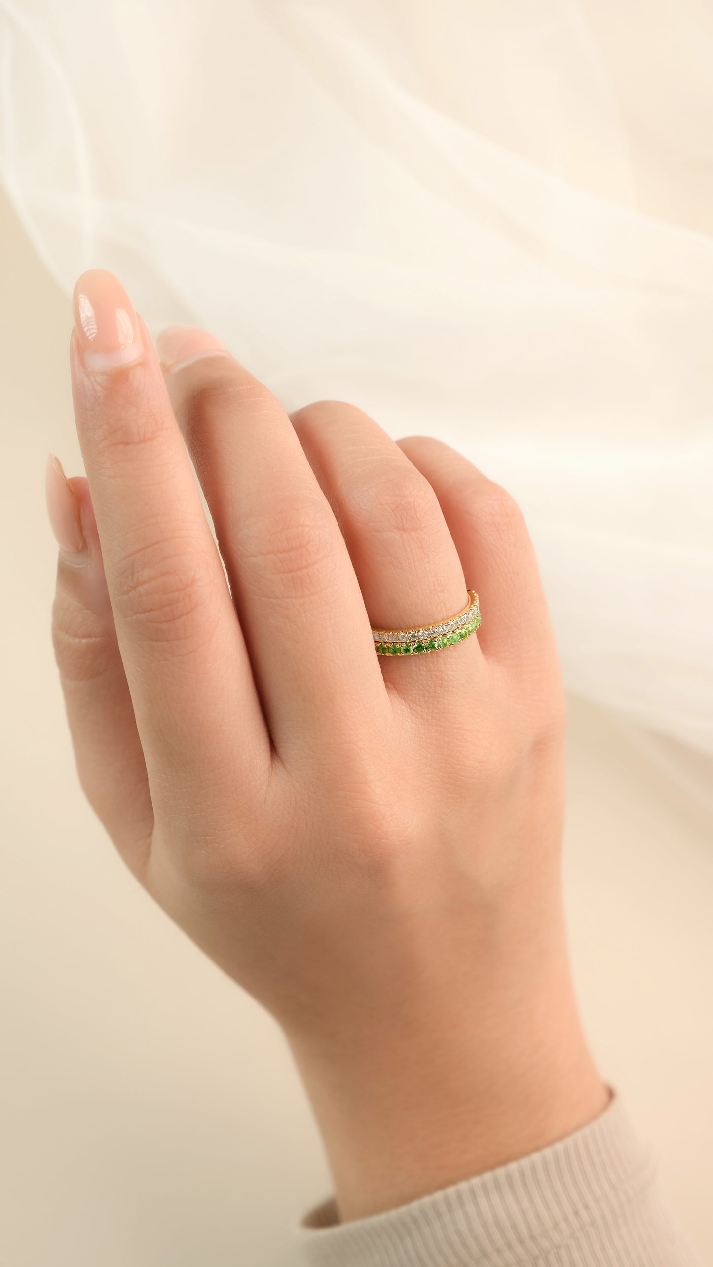 1/2 CT. T.W. Lab Created Diamond Band & Gemstone Versatile Flip Birthstone Ring in 14K Gold