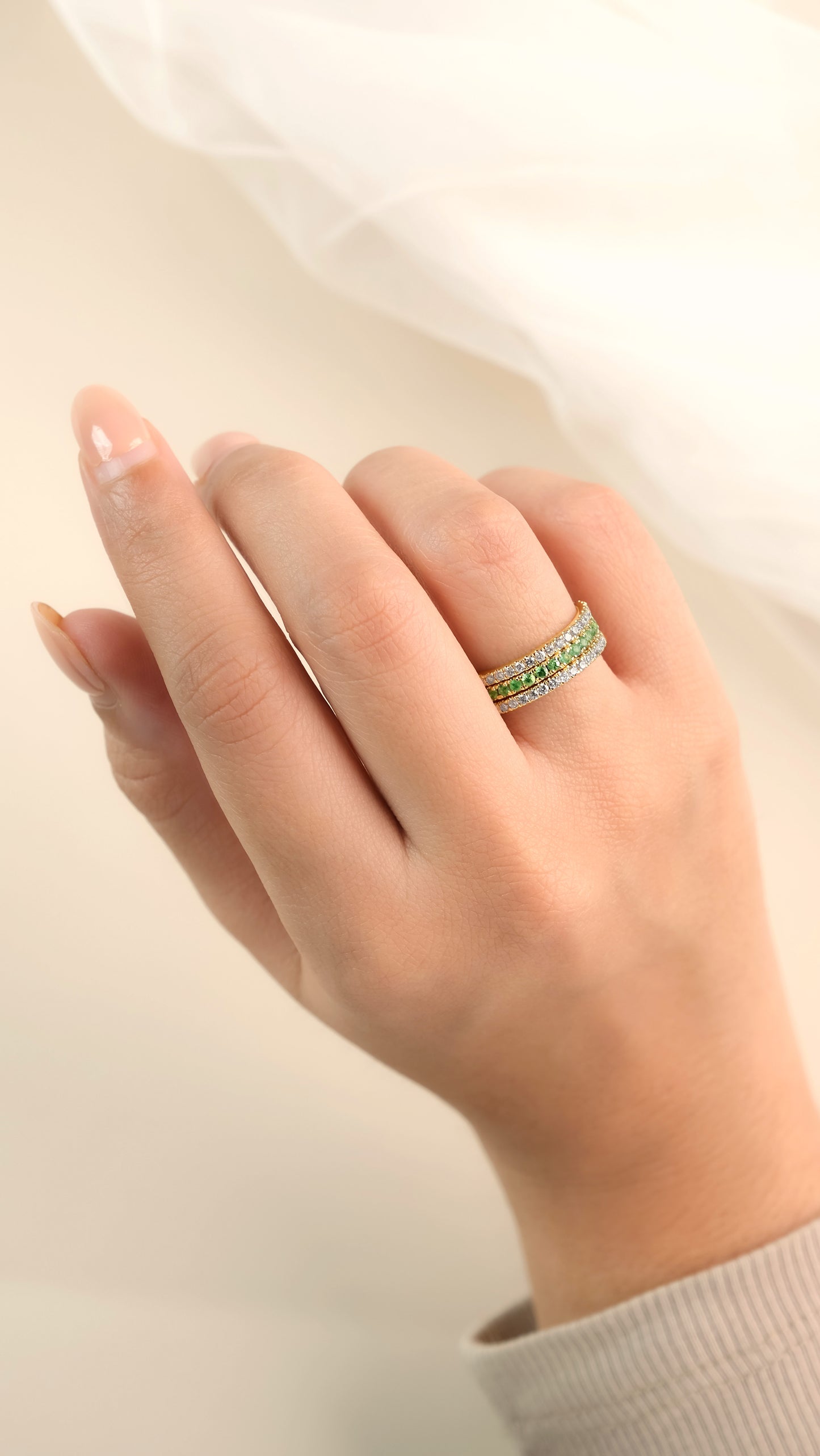 1/2 CT. T.W. Lab Created Diamond Band & Gemstone Versatile Flip Birthstone Ring in 14K Gold