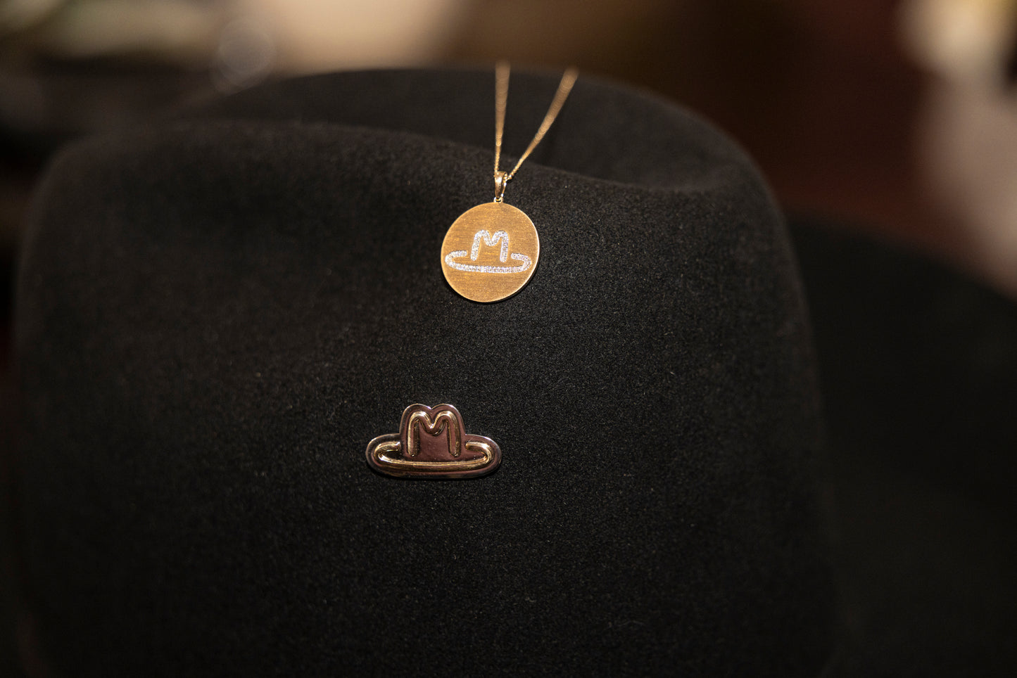 Personalized Medallion 14k Gold and Diamond Cattle Brand Pendant (No Diamond Edge)