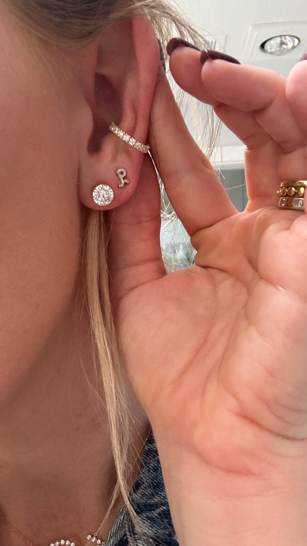 Custom Ranch Brand Tiny Diamond Earrings