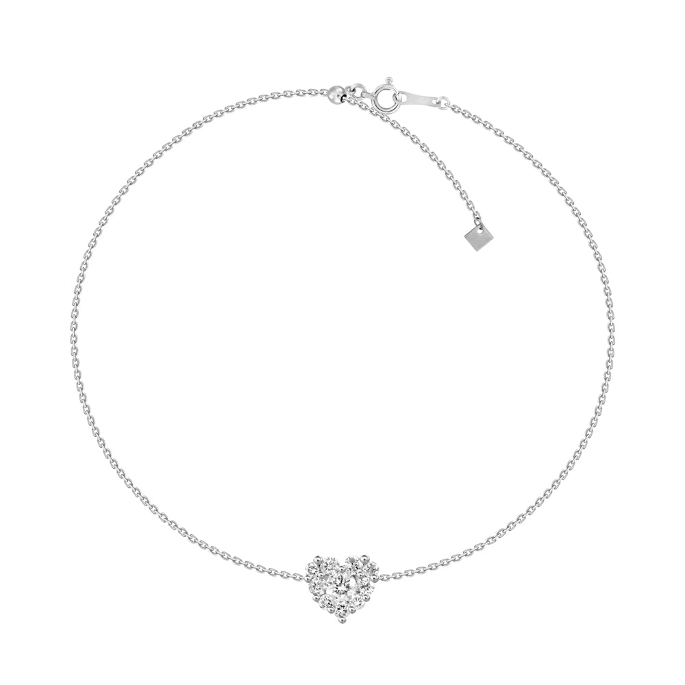 0.24 CT. T.W. Dainty Diamond Heart Bracelet in 18K White Gold