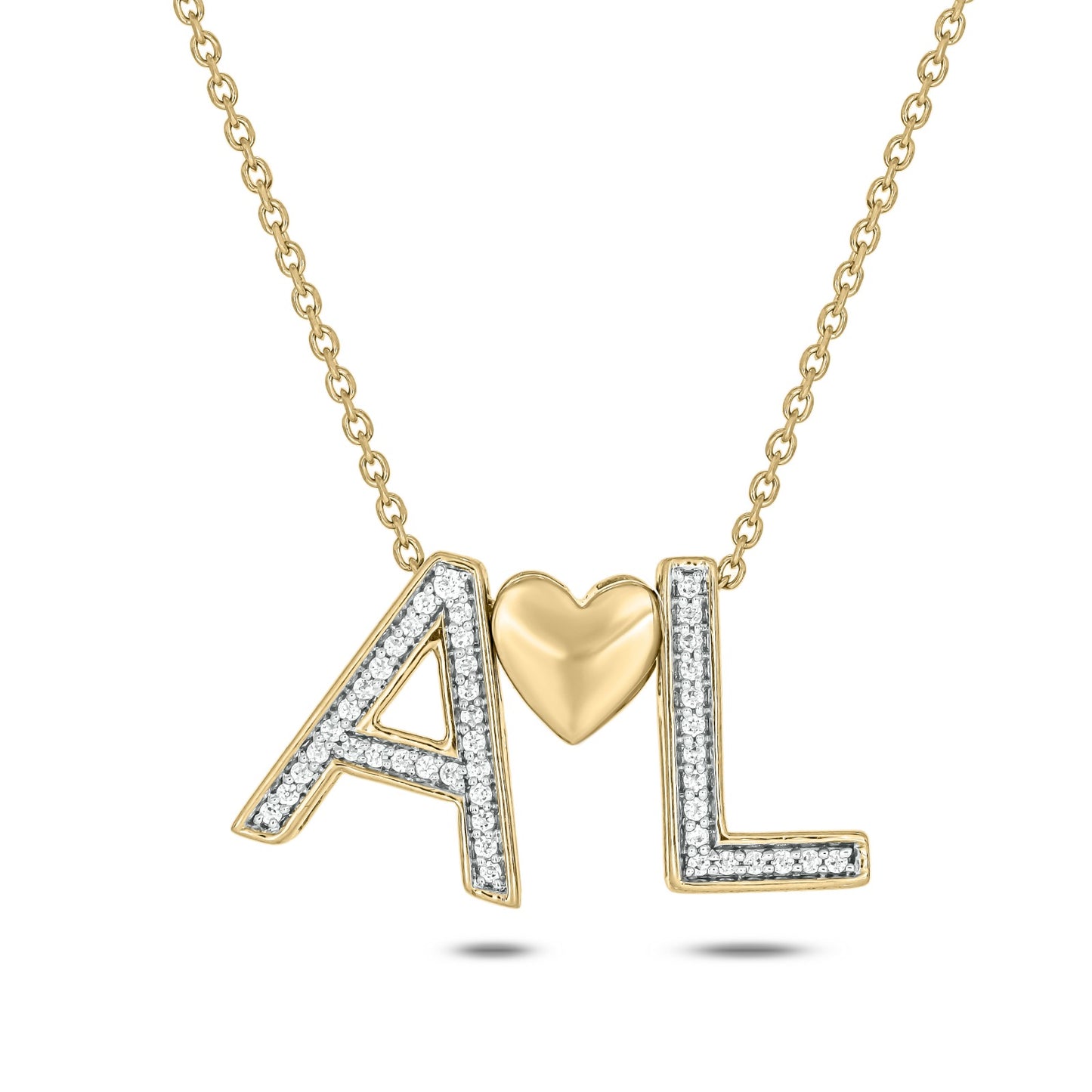 Main Image - Diamond two-initial personalized necklace gold
