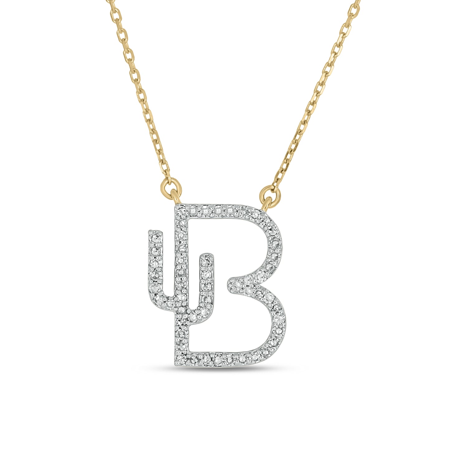The Devereaux Custom 14k Gold and Diamond Cattle Brand Necklace