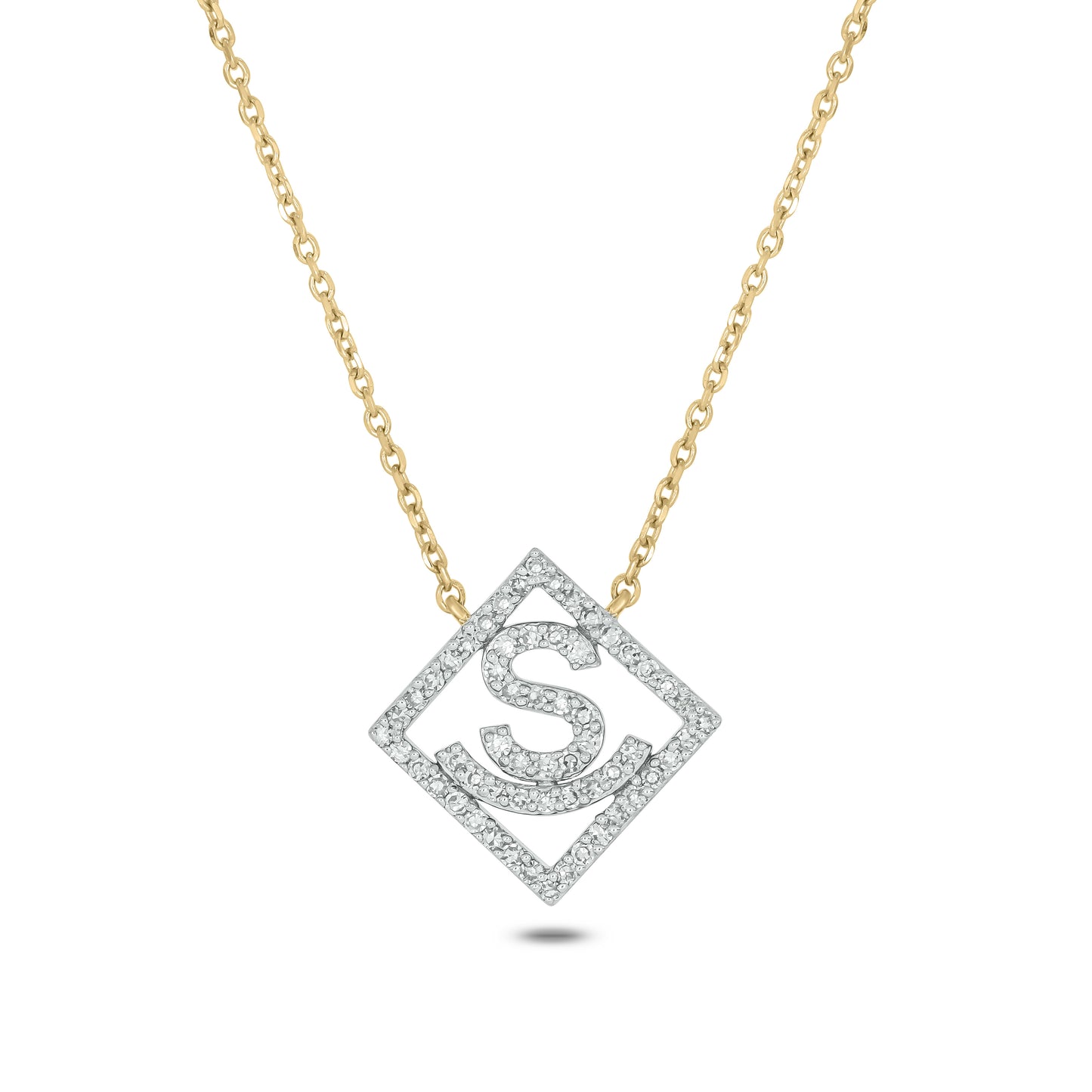 The Devereaux Custom 14k Gold and Diamond Cattle Brand Necklace