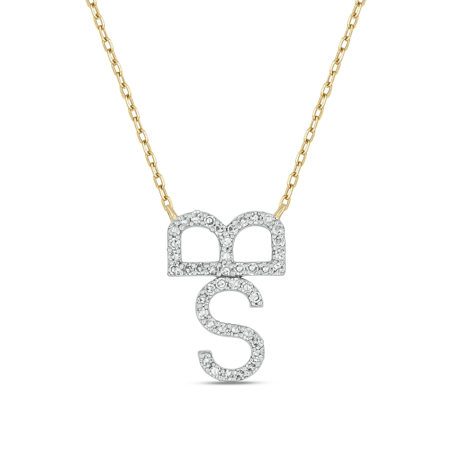 The Devereaux Custom 14k Gold and Diamond Cattle Brand Necklace