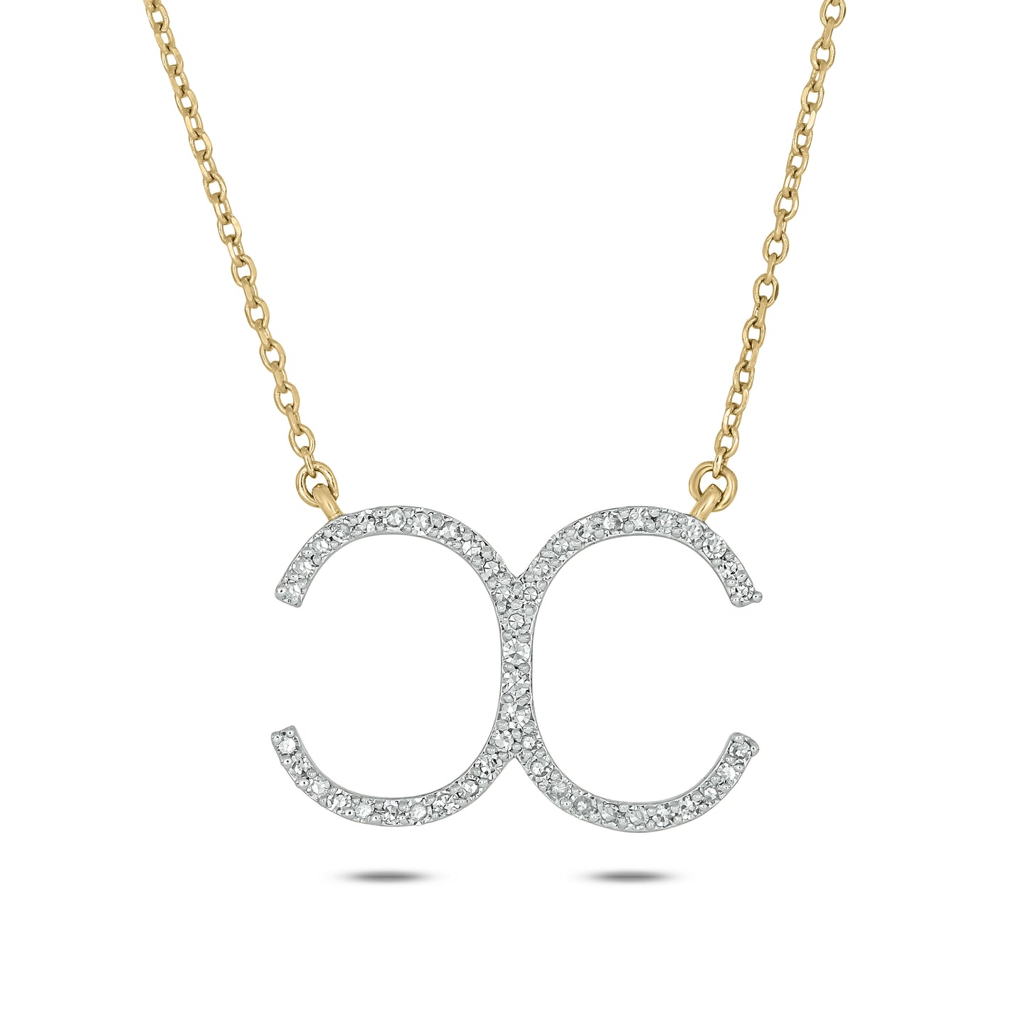 The Devereaux Custom 14k Gold and Diamond Cattle Brand Necklace