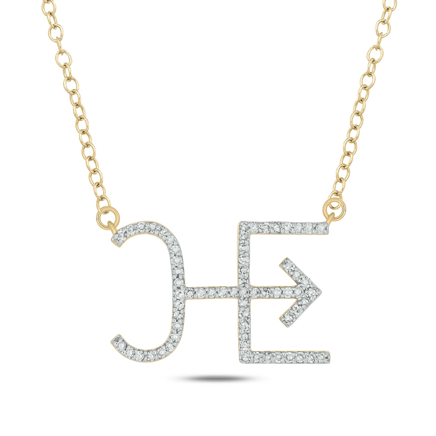 The Devereaux Custom 14k Gold and Diamond Cattle Brand Necklace