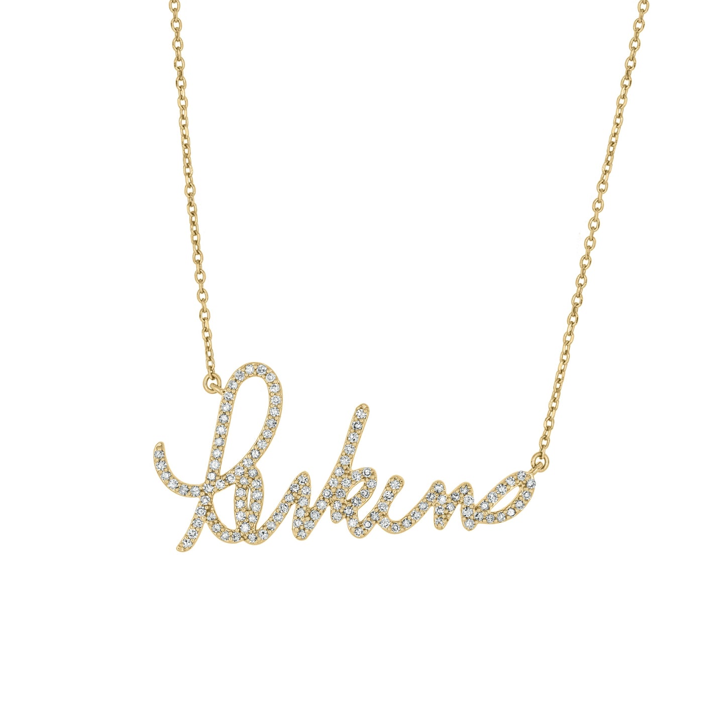 Custom Diamond Handwriting Signature Necklace in 14K Gold