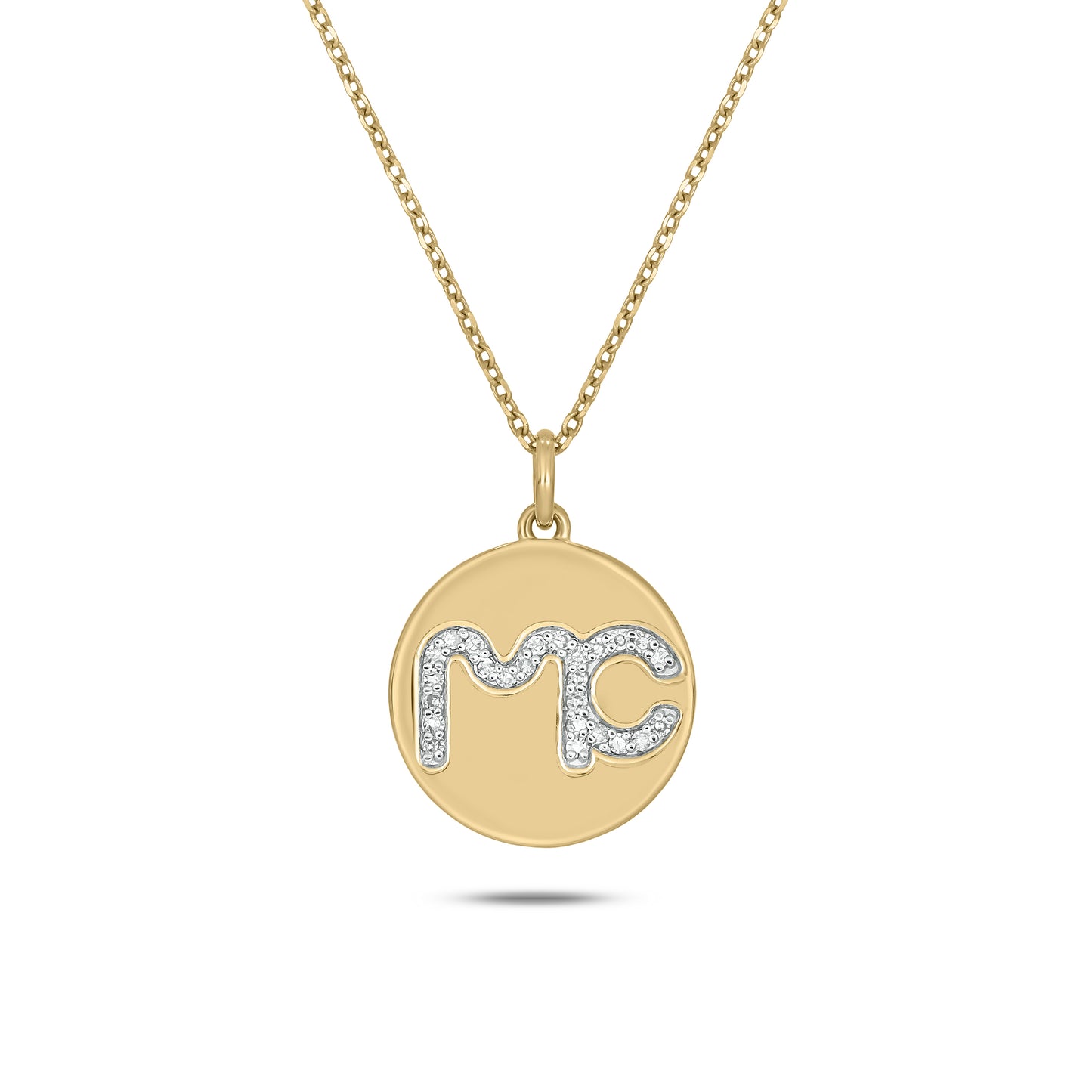 Personalized Diamond Charm Cattle Brand Pendant 14k Gold