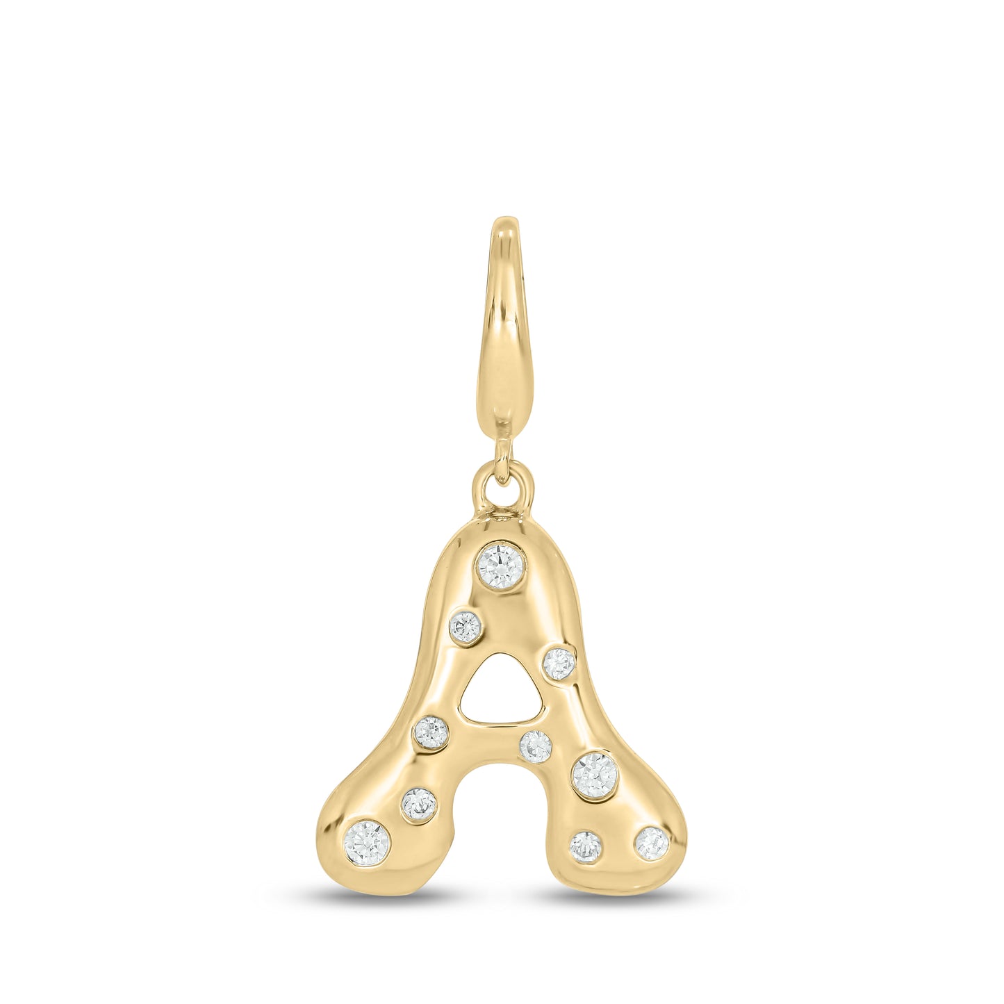 Diamond Bubble Initial Charm Necklace