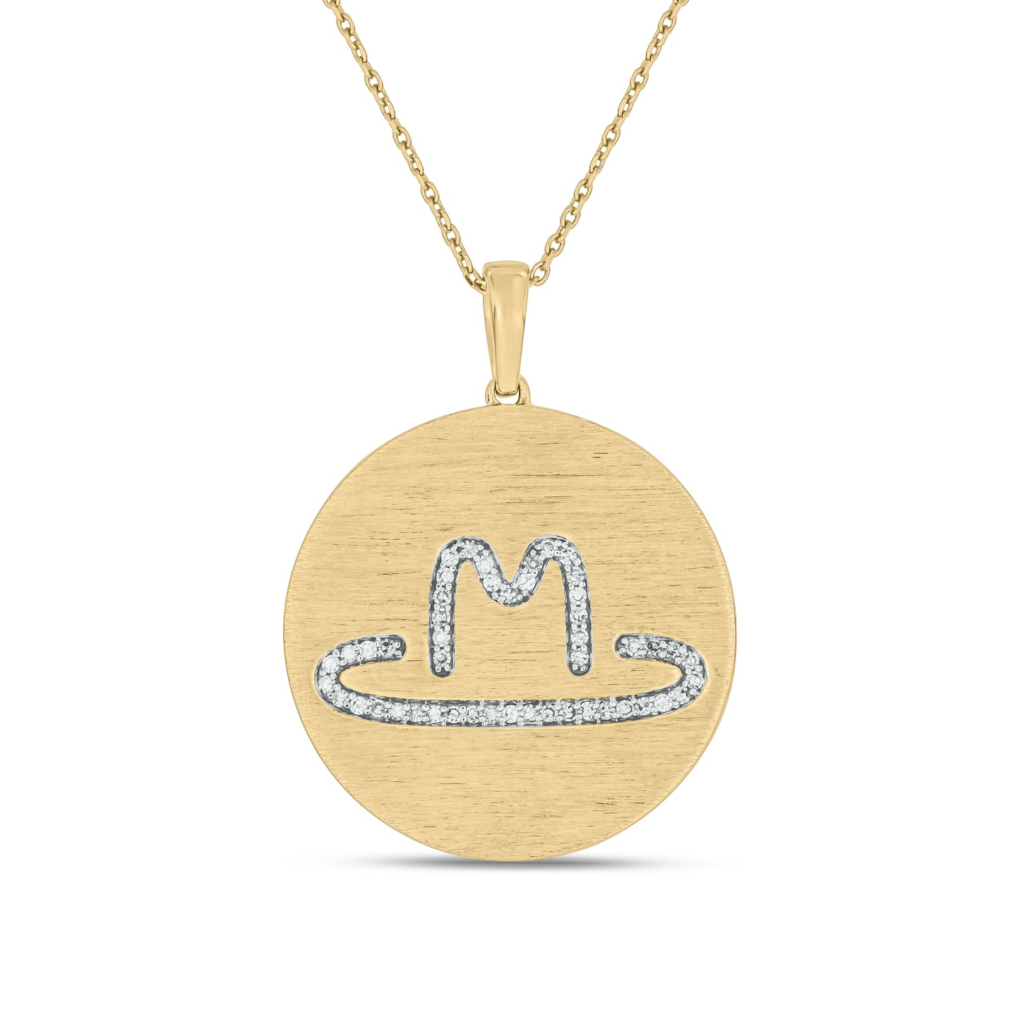 Personalized Medallion 14k Gold and Diamond Cattle Brand Pendant (No Diamond Edge)