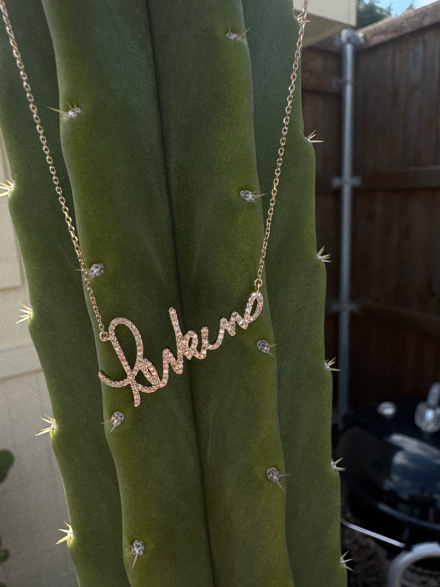 Custom Diamond Handwriting Signature Necklace in 14K Gold