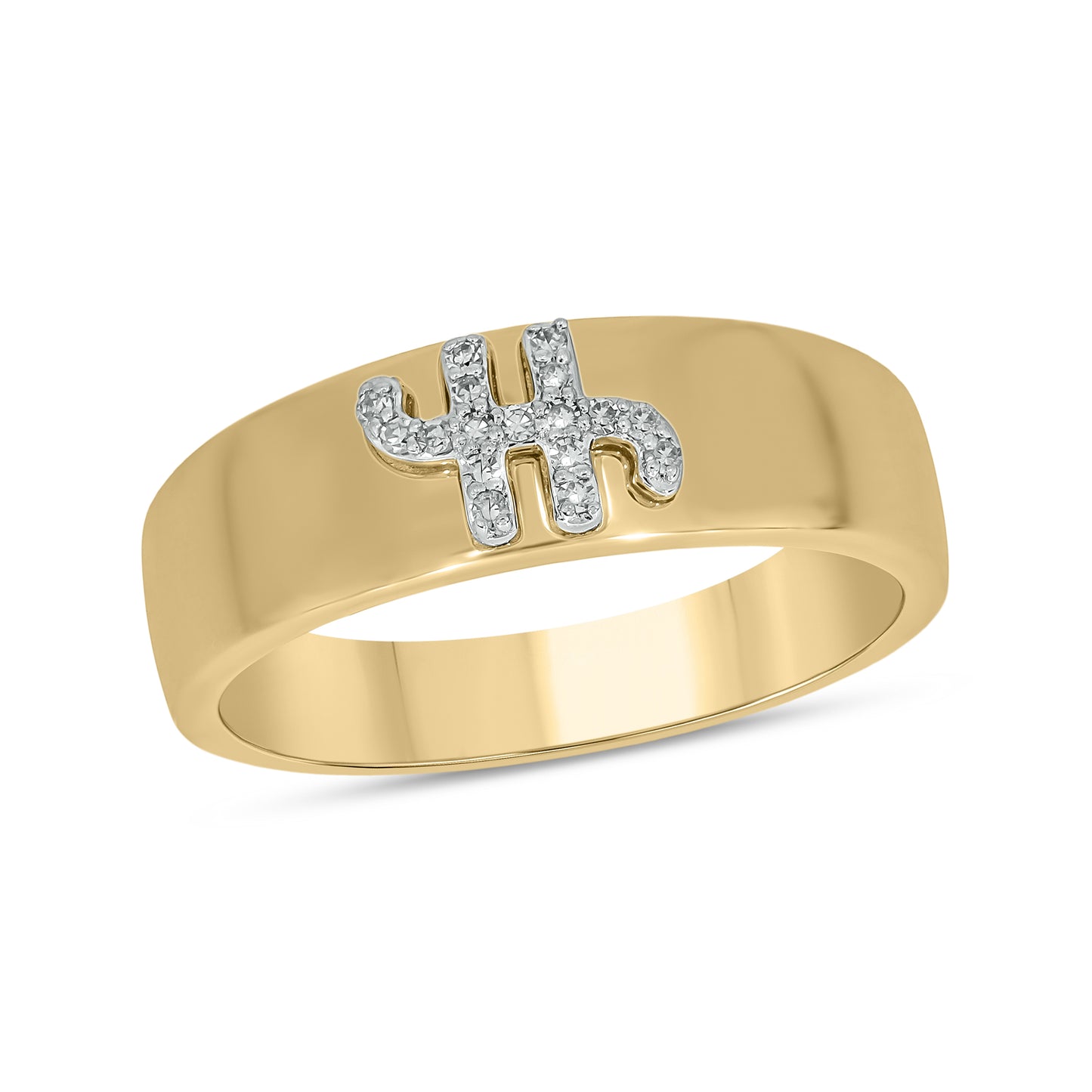 Custom Diamond Livestock Brand Cigar Band in 14K Gold