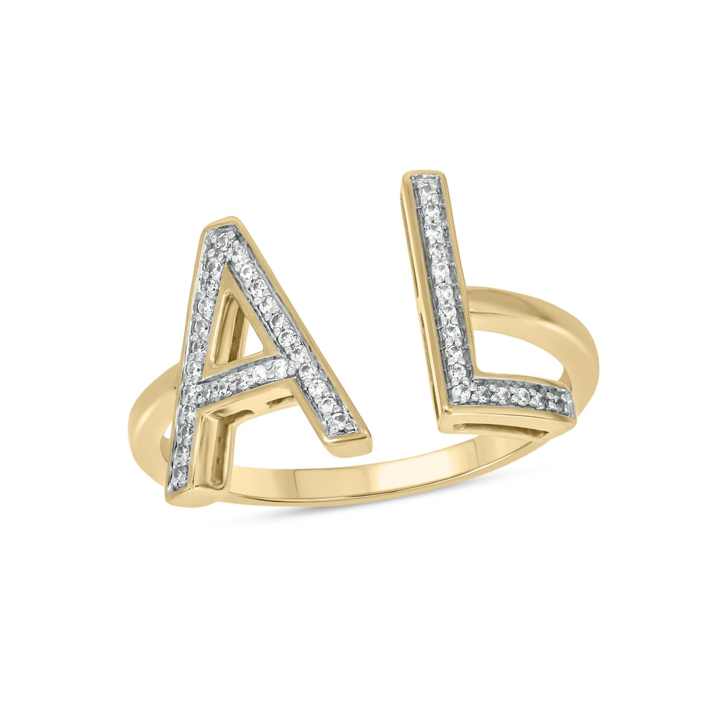 Main Image - 2-intiial Diamond Ring 14k Gold