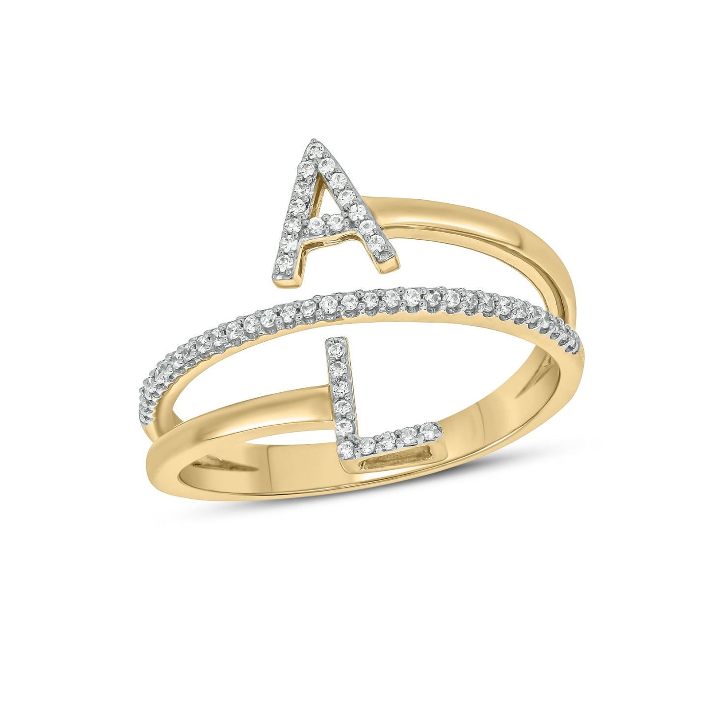 Main Image - Two-Initial Personalized Diamond Wrap Ring 14k Gold