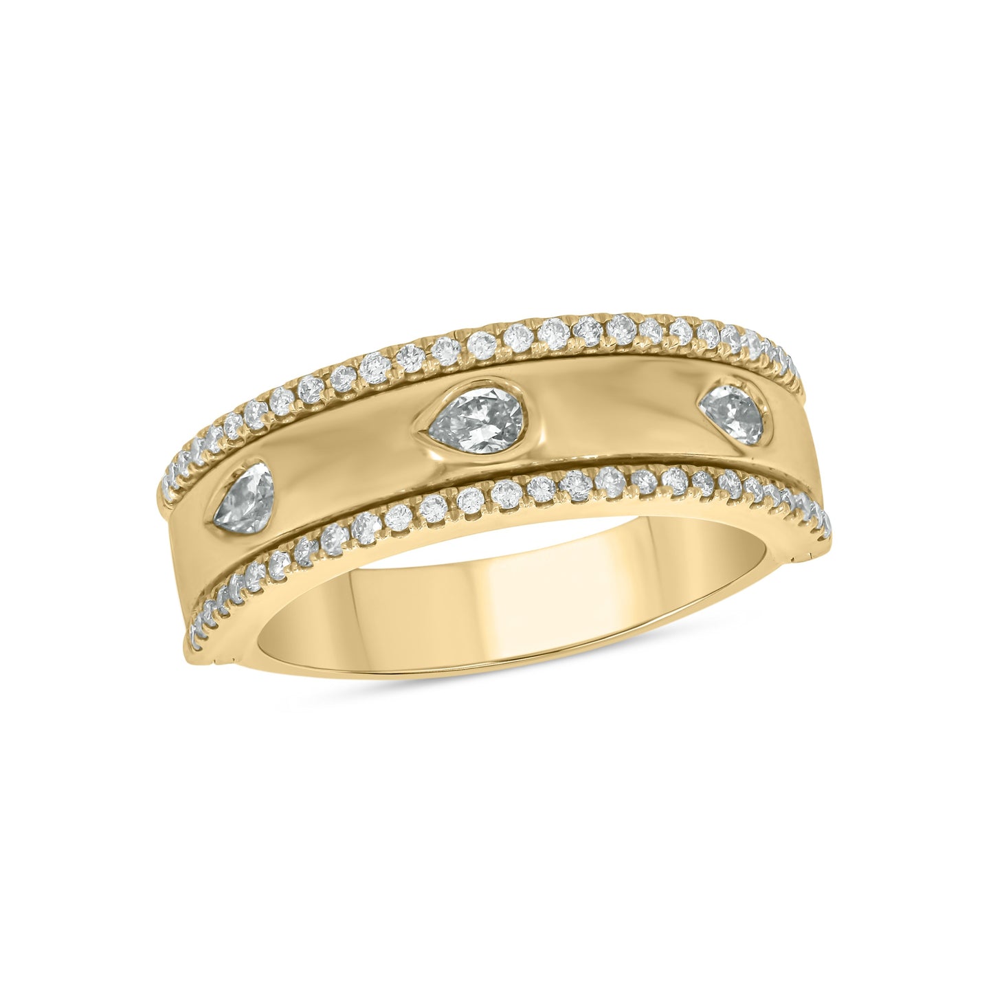 Pear Shaped Flush Set Diamond Band