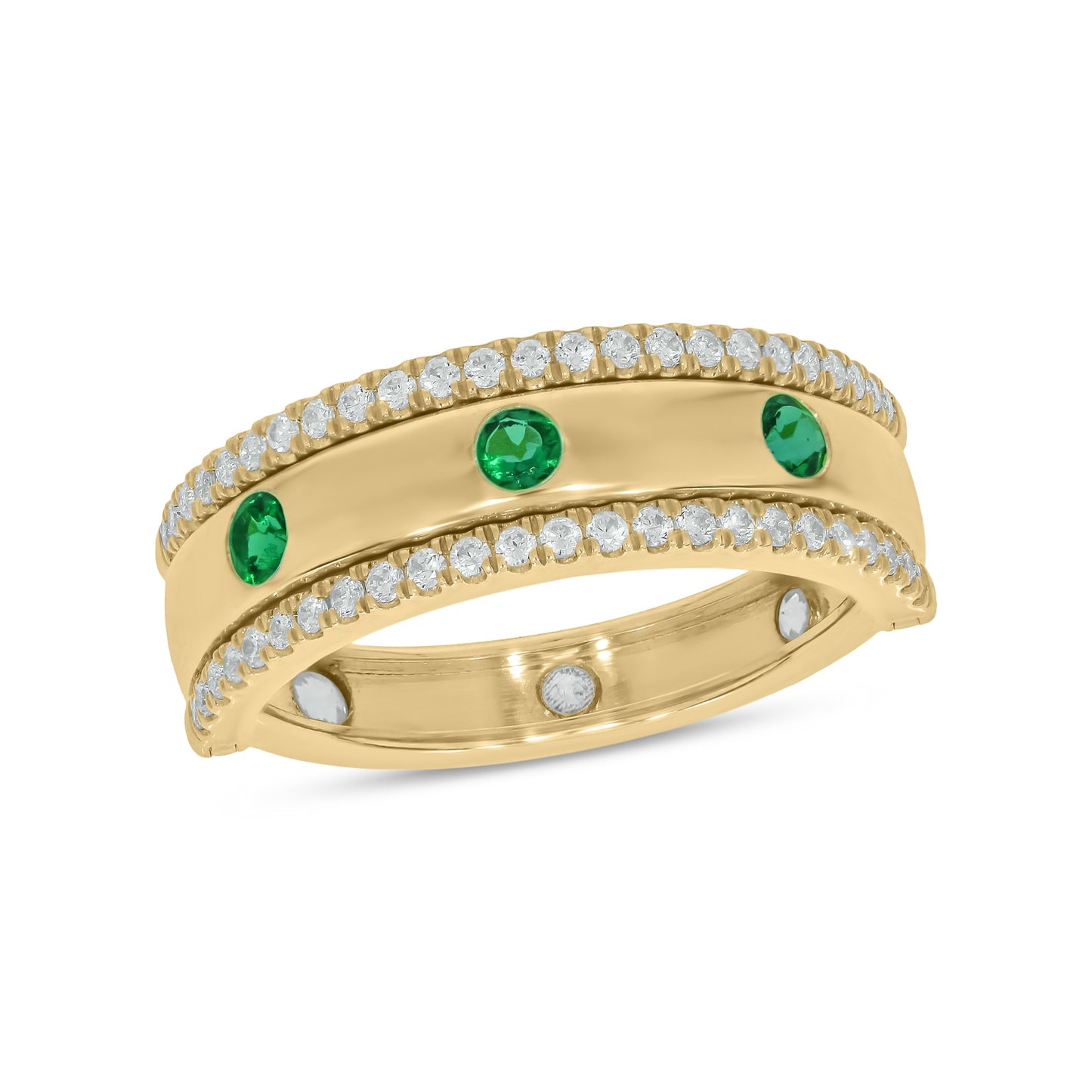 1/2 CT. T.W. Lab Created Diamond Band & Flush Set Gemstone Versatile Flip Birthstone Ring in 14K Gold