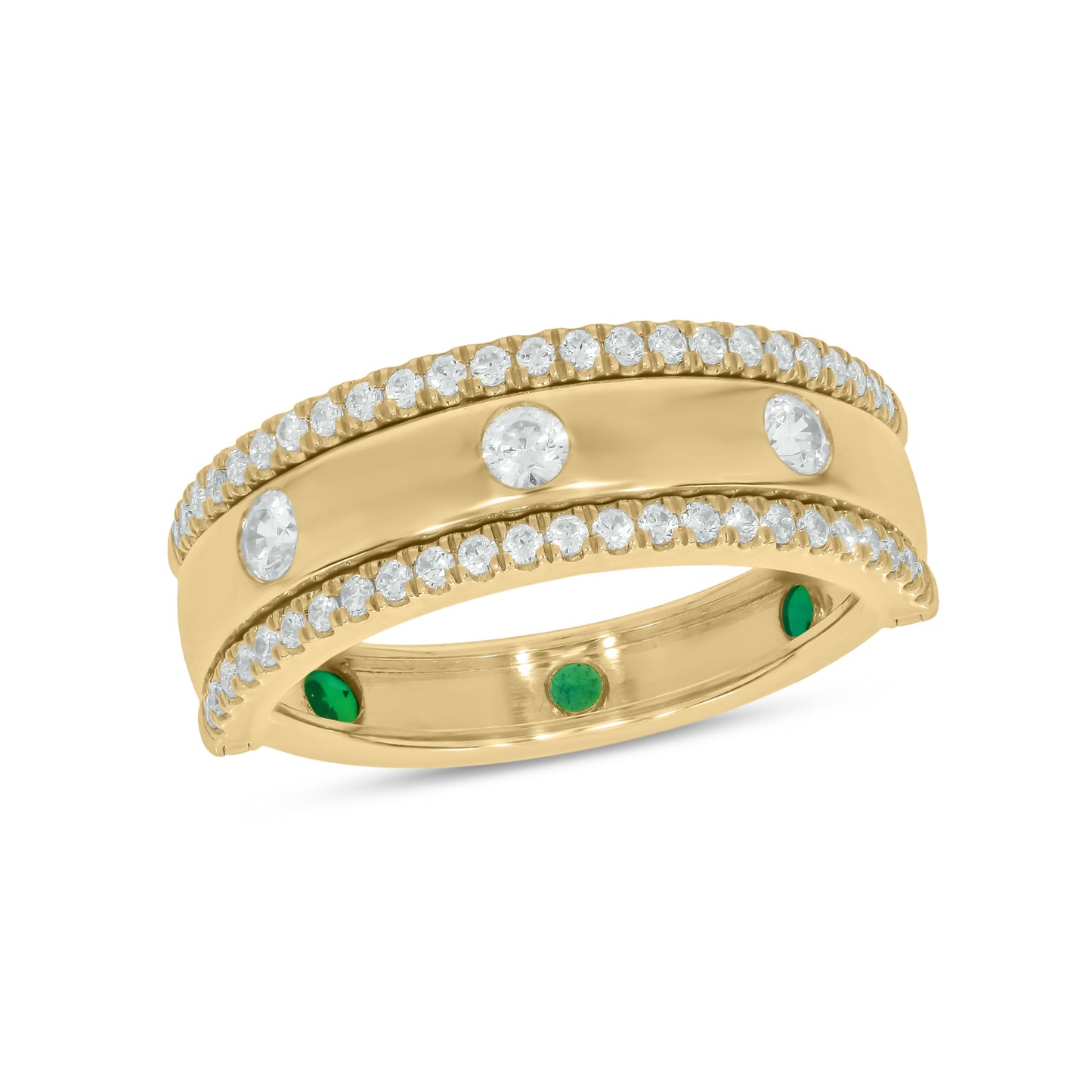 1/2 CT. T.W. Lab Created Diamond Band & Flush Set Gemstone Versatile Flip Birthstone Ring in 14K Gold