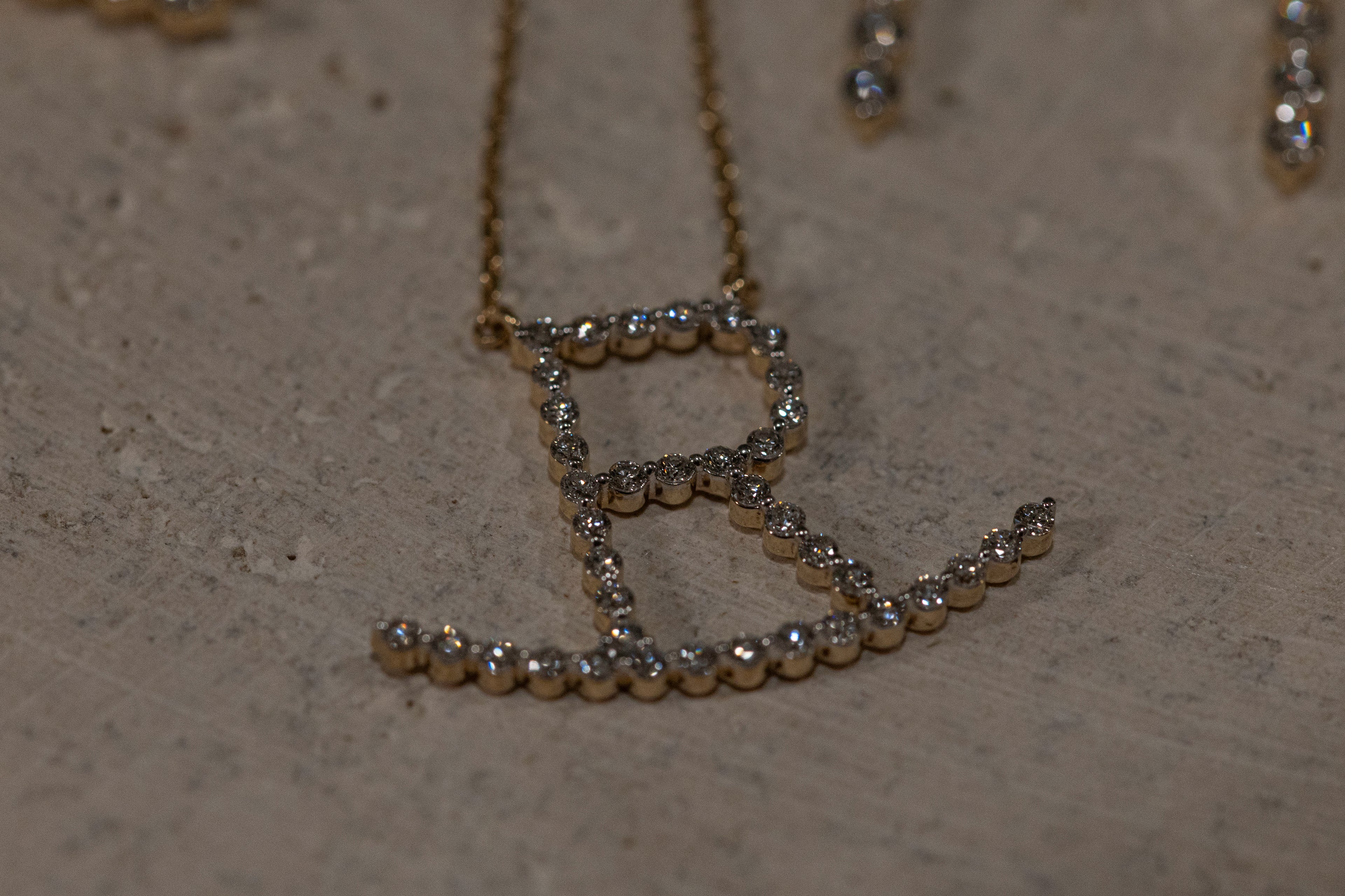 Single Shared Prong Custom 14k Gold and Lab Grown Diamond Cattle Brand Necklace (DESIGN DEPOSIT ONLY)