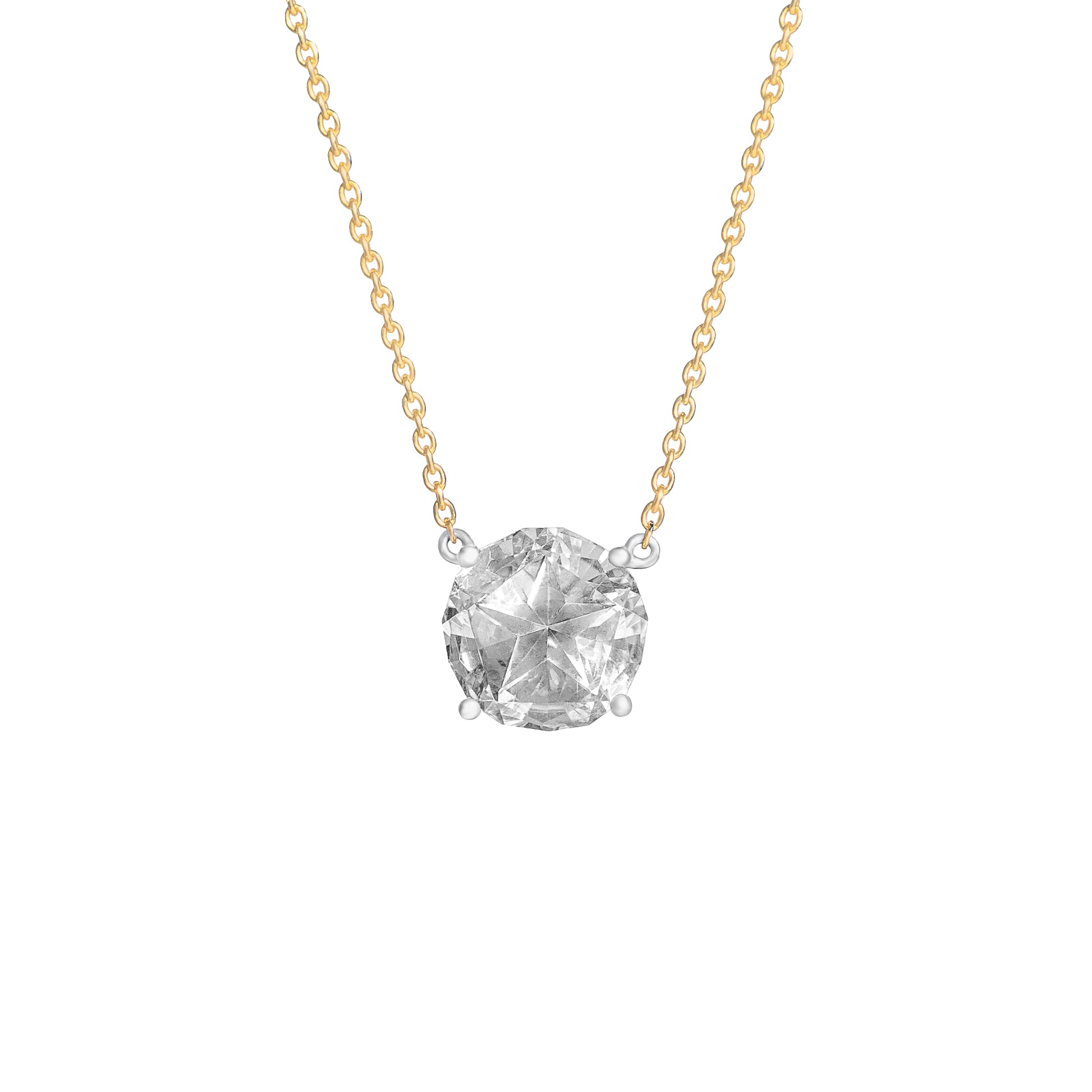 2.85 CT. Lonestar Cut Round Texas Topaz Floating Solitaire Necklace in 14K Yellow Gold