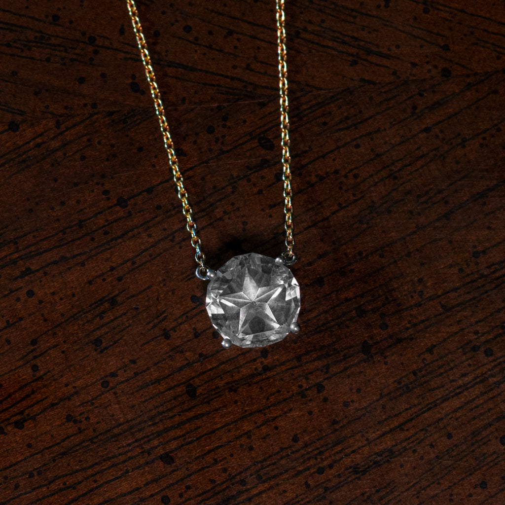2.85 CT. Lonestar Cut Round Texas Topaz Floating Solitaire Necklace in 14K Yellow Gold