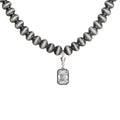 1806 & Co. X Devereaux Gold: Navajo Pearl Necklace with Lab-Grown Emerald Cut Diamond Pendant