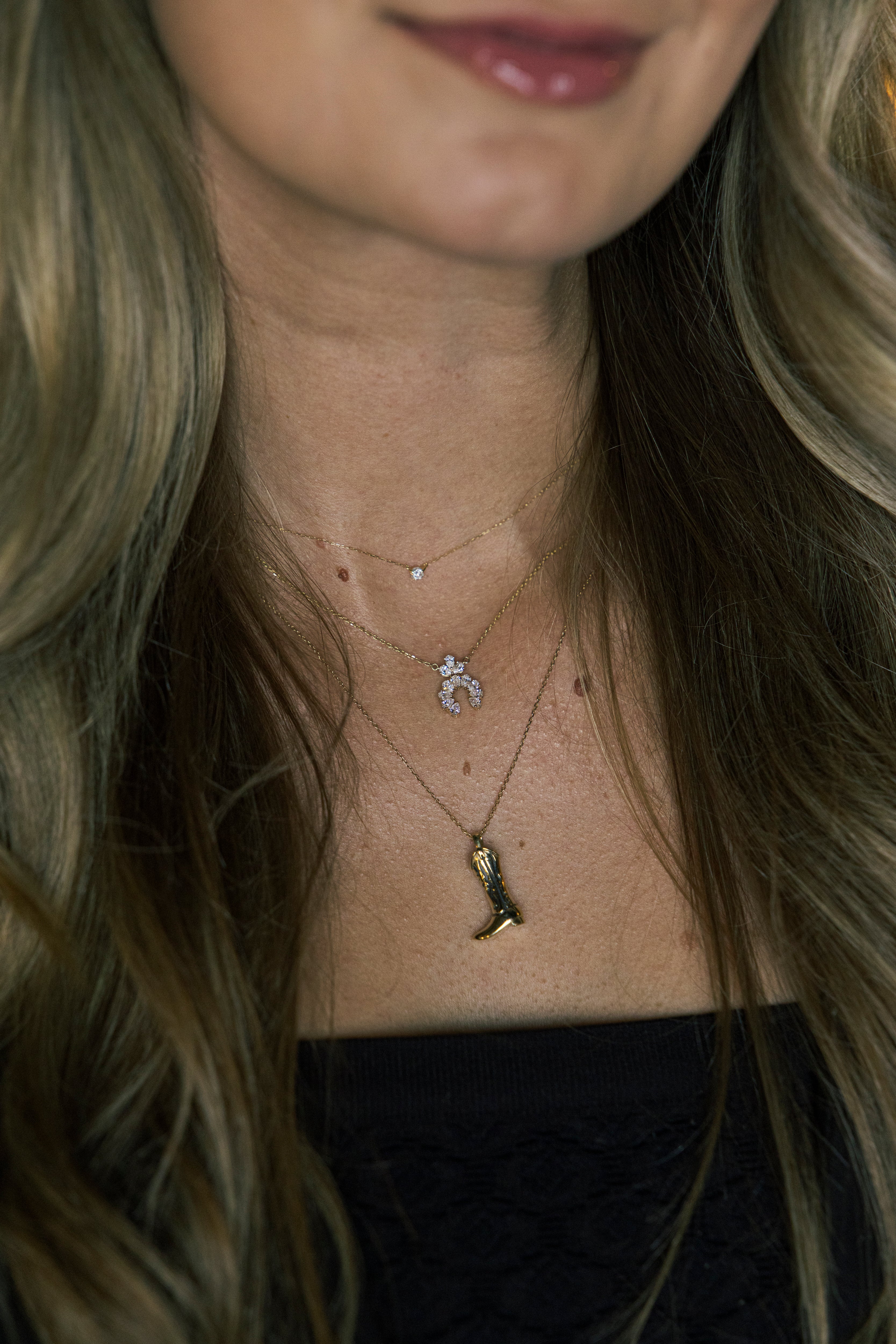 Boot Scootin' Golden Cowgirl Boot Pendant