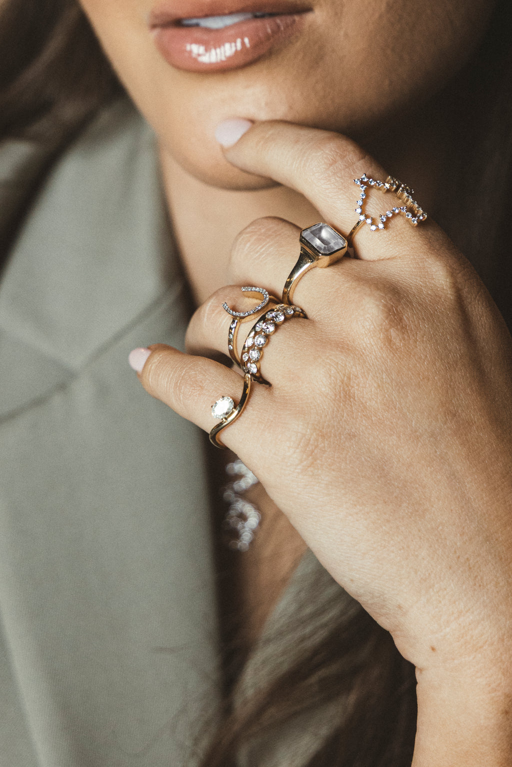 0.15 CT. T.W. Diamond Horseshoe Ring with Flush Set Diamond Band in 14K Gold