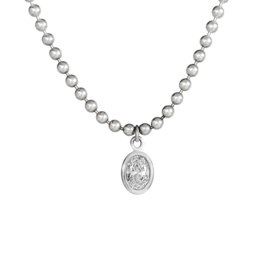 2 CT. Oval Lab Grown Diamond Necklace on Bead Chain