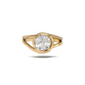 3 CT. 9mm Round Blue Lonestar Cut Texas Topaz Ring in 14K Yellow Gold