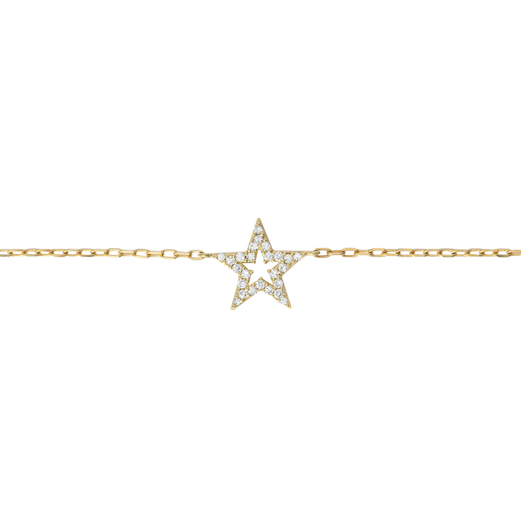 Diamond Accent Dainty Star Bracelet in 18K Yellow Gold