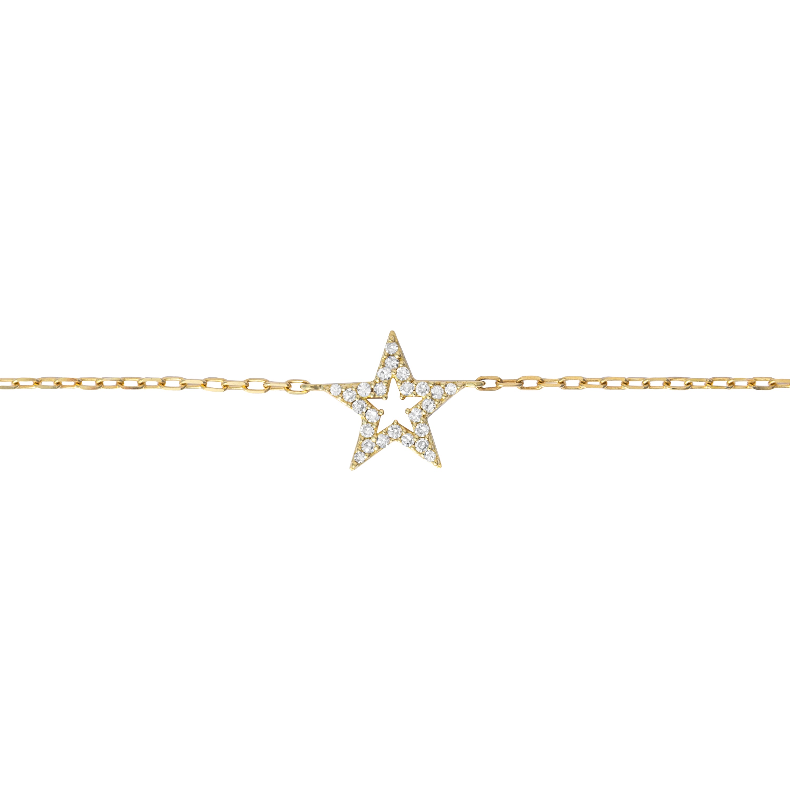 Diamond Accent Dainty Star Bracelet in 18K Yellow Gold