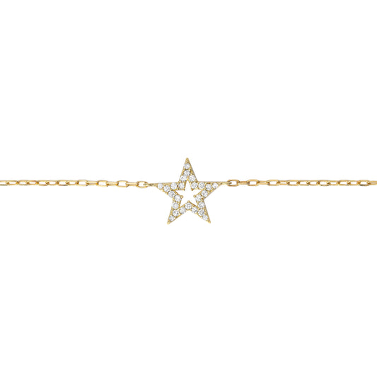 Diamond Accent Dainty Star Bracelet in 18K Yellow Gold