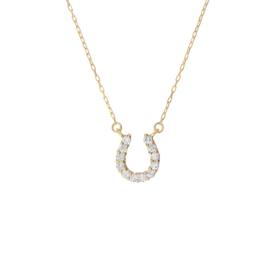 1/10 CT. T.W. Dainty Diamond Horseshoe Necklace in 18K Gold
